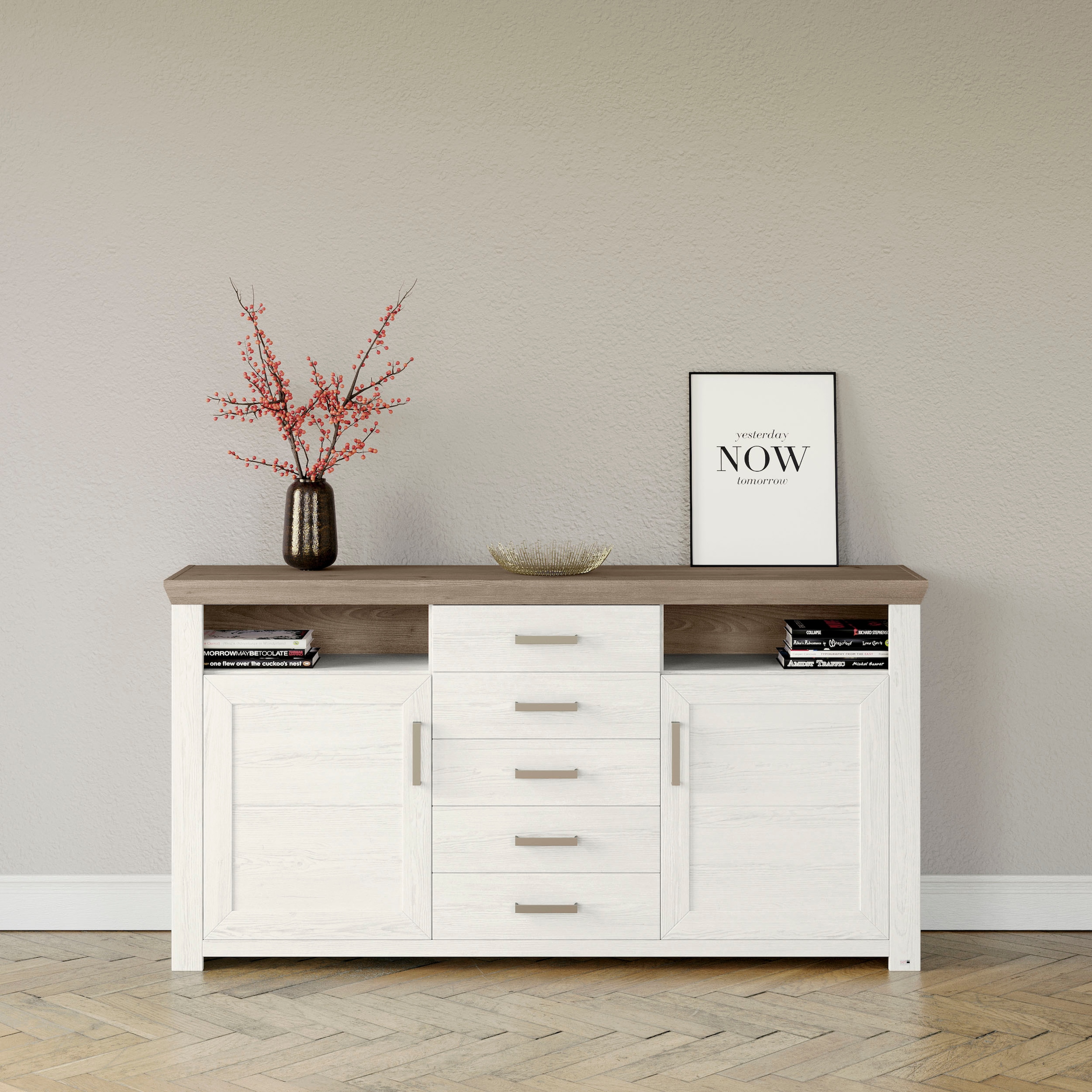 set one by Musterring Sideboard »York«, Typ 55, mit viel Stauraum, im Landhaus-Stil, B 184 x H 95 cm