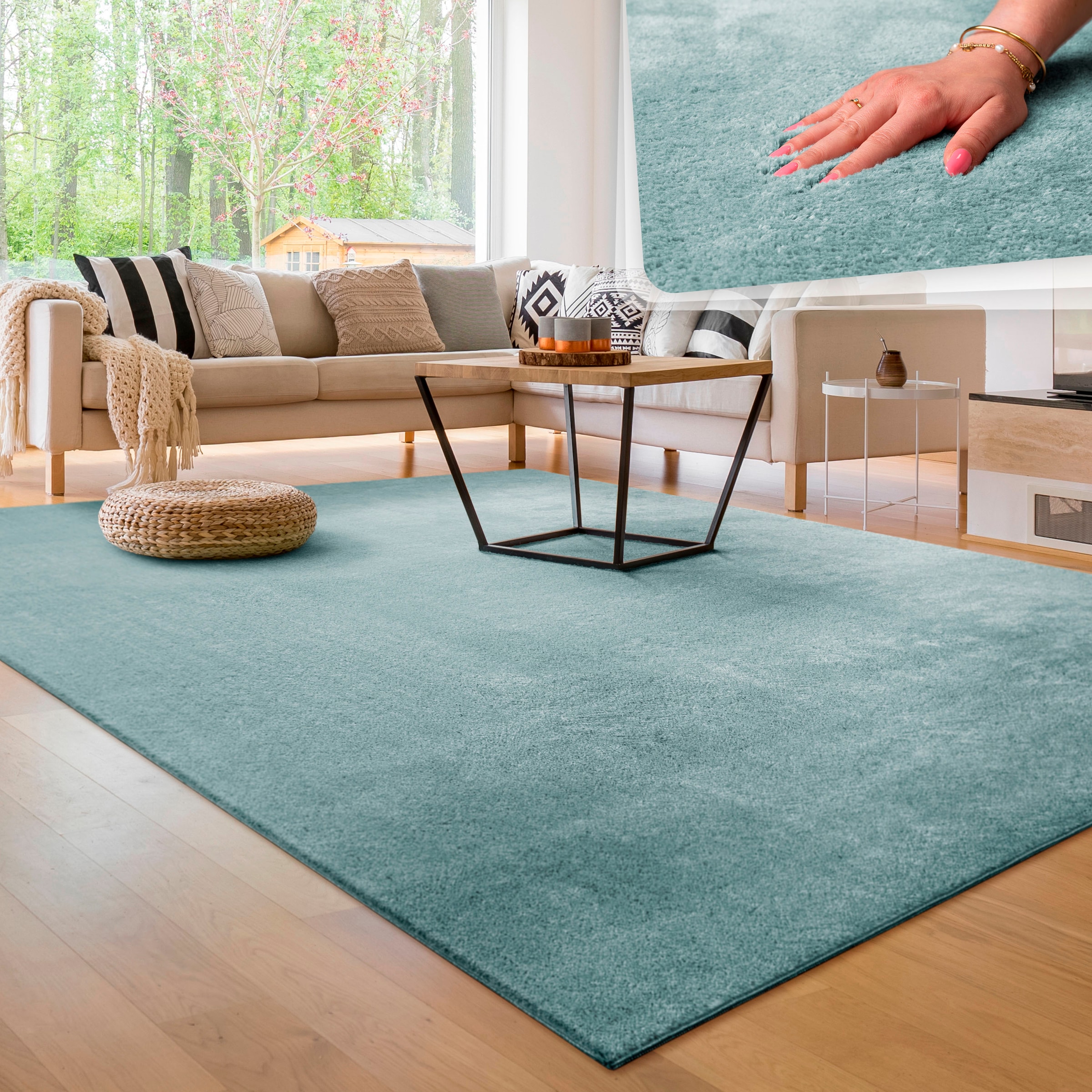 Paco Home Teppich »Cadiz Uni-Farben, Läufer weich, als rechteckig, | BAUR 630«, auch erhältlich waschbar, besonders