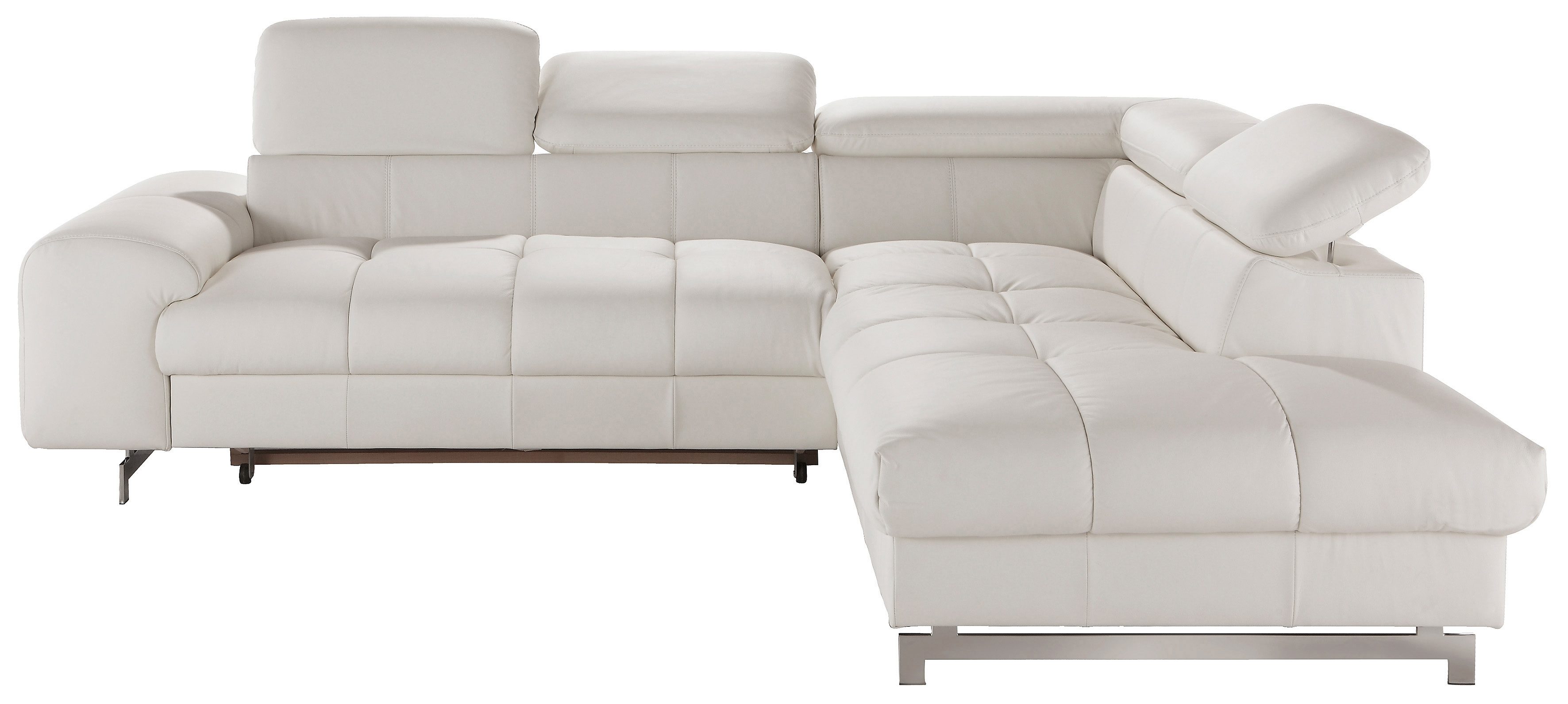 COTTA Ecksofa "Chef L-Form, B: 257cm, Leder, inkl. Kopfteilverstellung" optionale Schlaffunktion, moderne Metallkufen H 12cm, Wellenfederung
