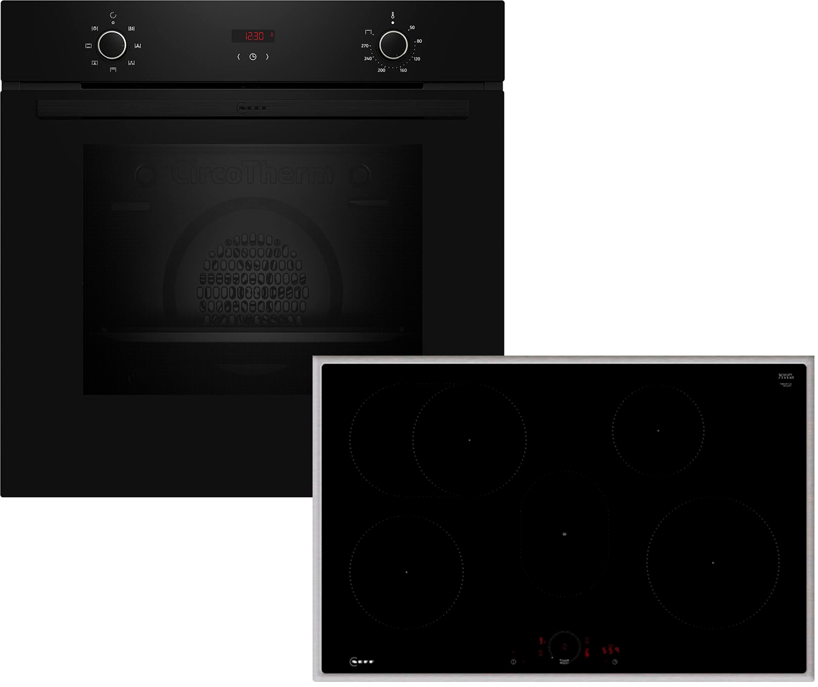 NEFF Backofen-Set "BICCCOAK3" mit Teleskopauszug nachrüstbar CircoTherm zum Backen auf 3 Ebenen & Powerstufe für schnelle Hitze
