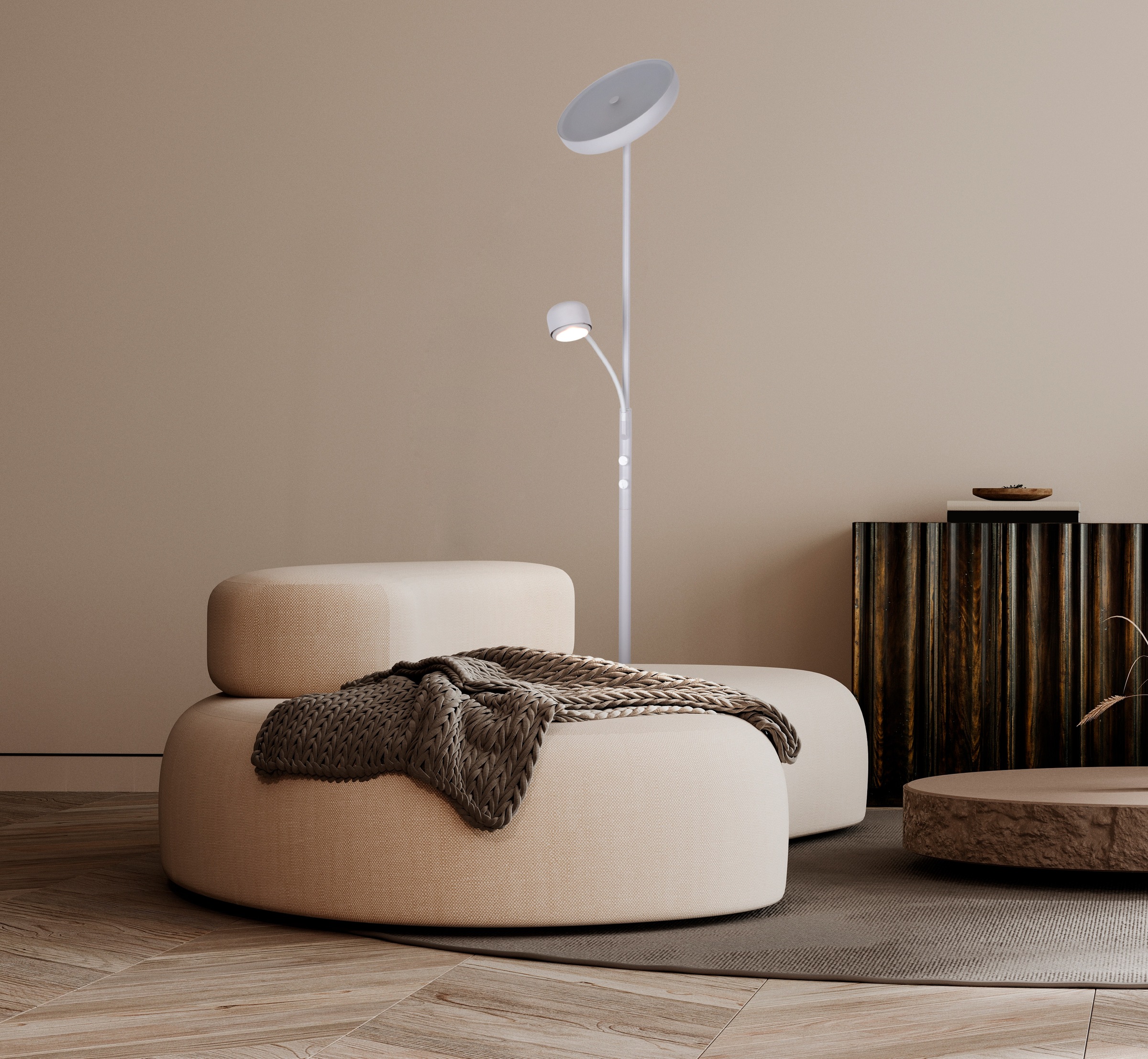 näve LED Stehlampe »Romis« LED-Modul 1 Stk. Warmweiß mit Lesearm, dimmbar per Drehschalter, LED warmweiß, H: 180cm