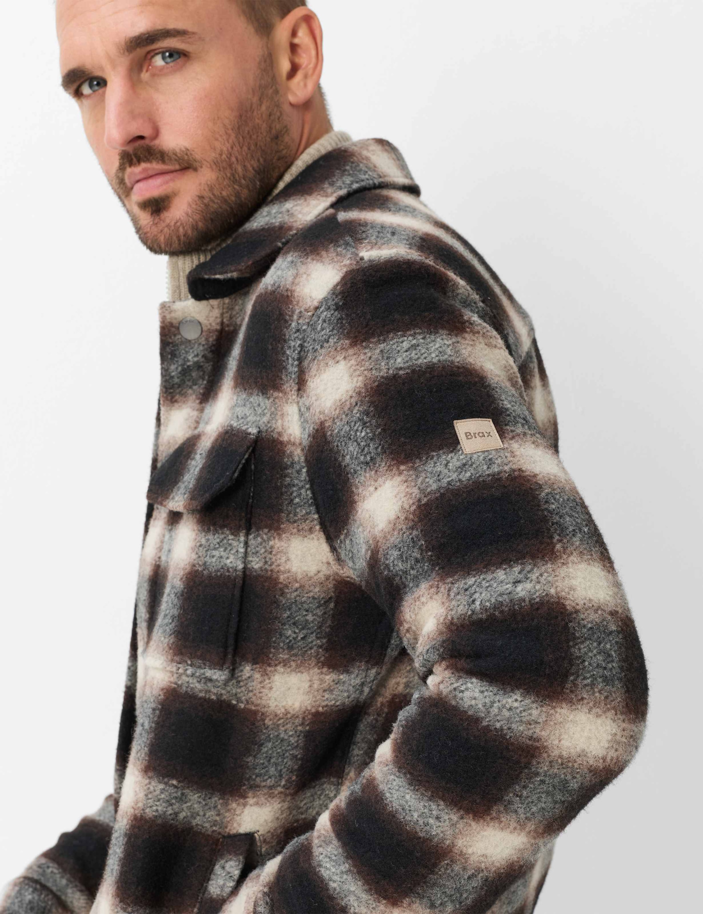 Brax Sweatjacke »Style SANTIAGO« Flanell: Kariertes Overshirt im Wollmix