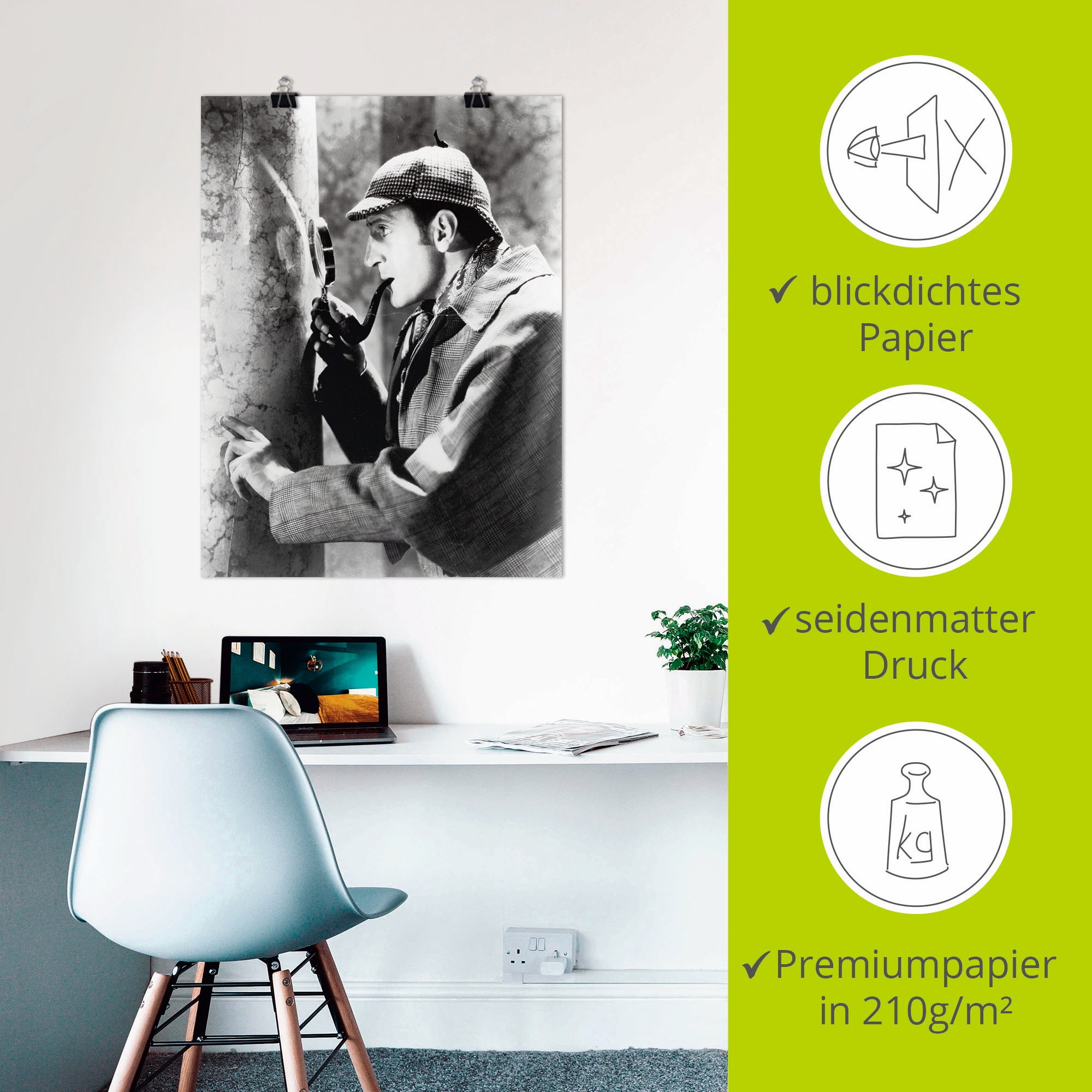 ARTland Sherlock Holmes 1939 Wall Art Black 30x40cm 3