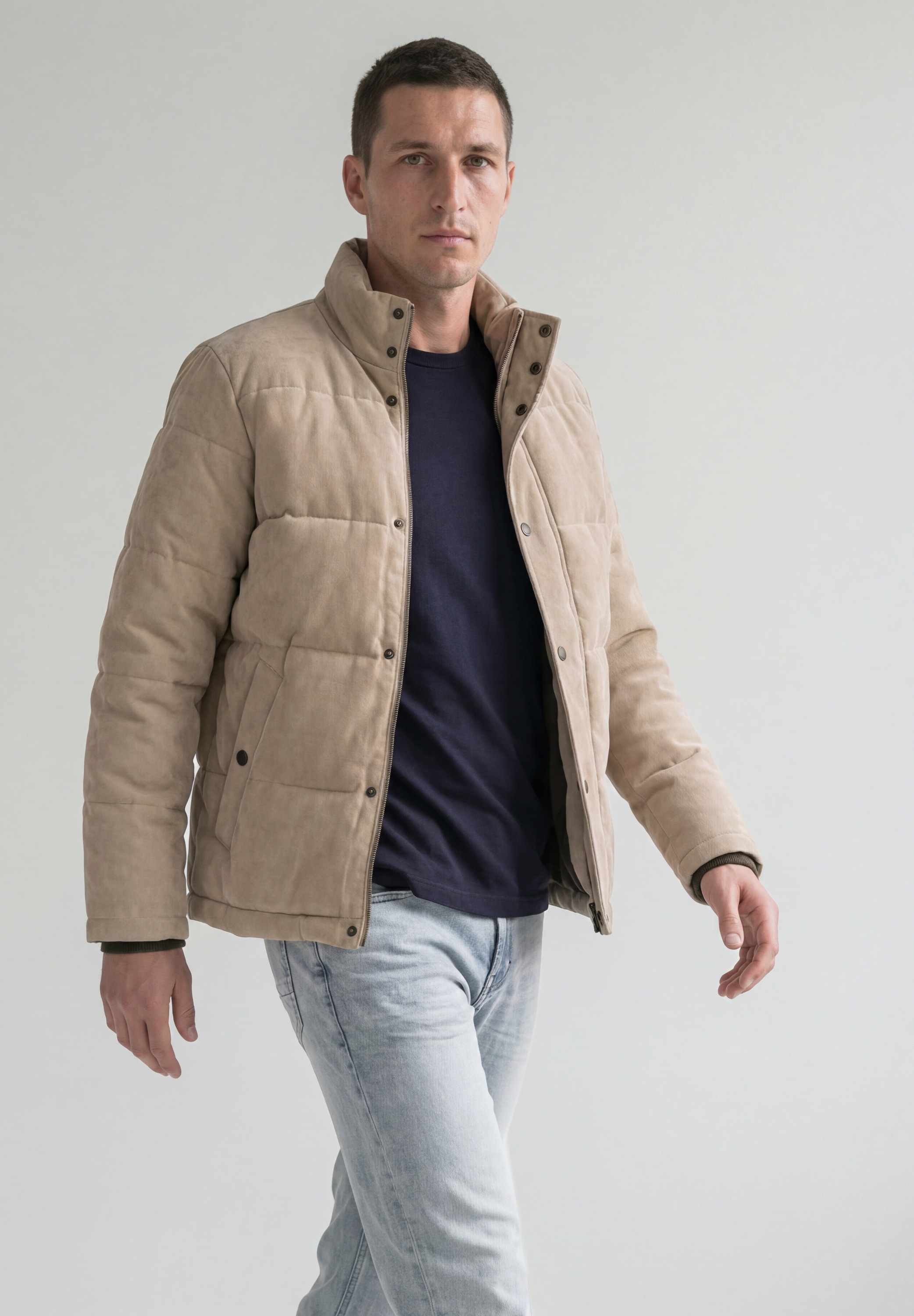STREET ONE MEN Winterjacke ohne Kapuze mit durchgehender Knopfleiste vorn