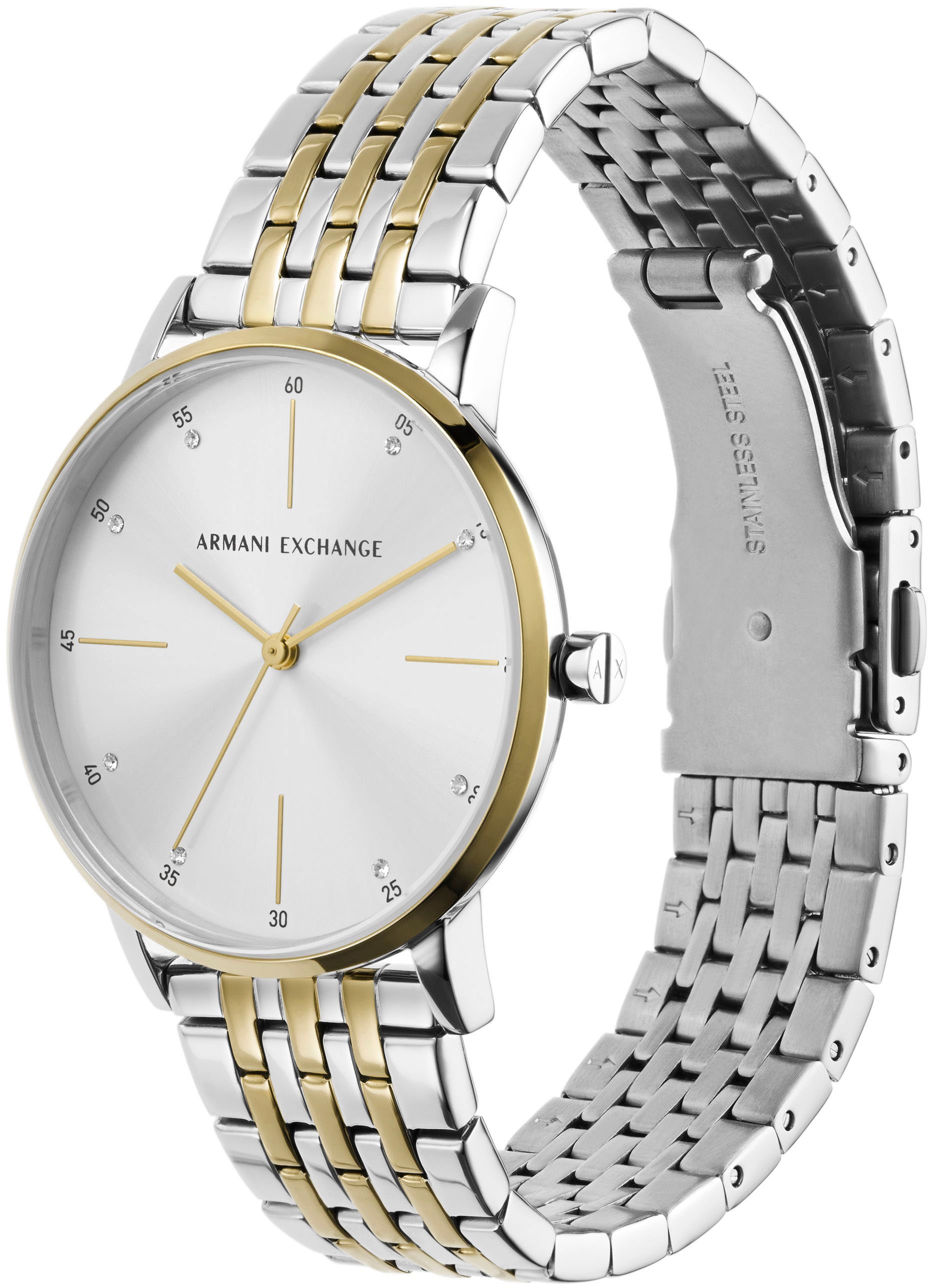 ARMANI EXCHANGE Quarzuhr, (Set, 2 tlg., mit Armband), Armbanduhr, Damenuhr, ideal auch als Geschenk, analog