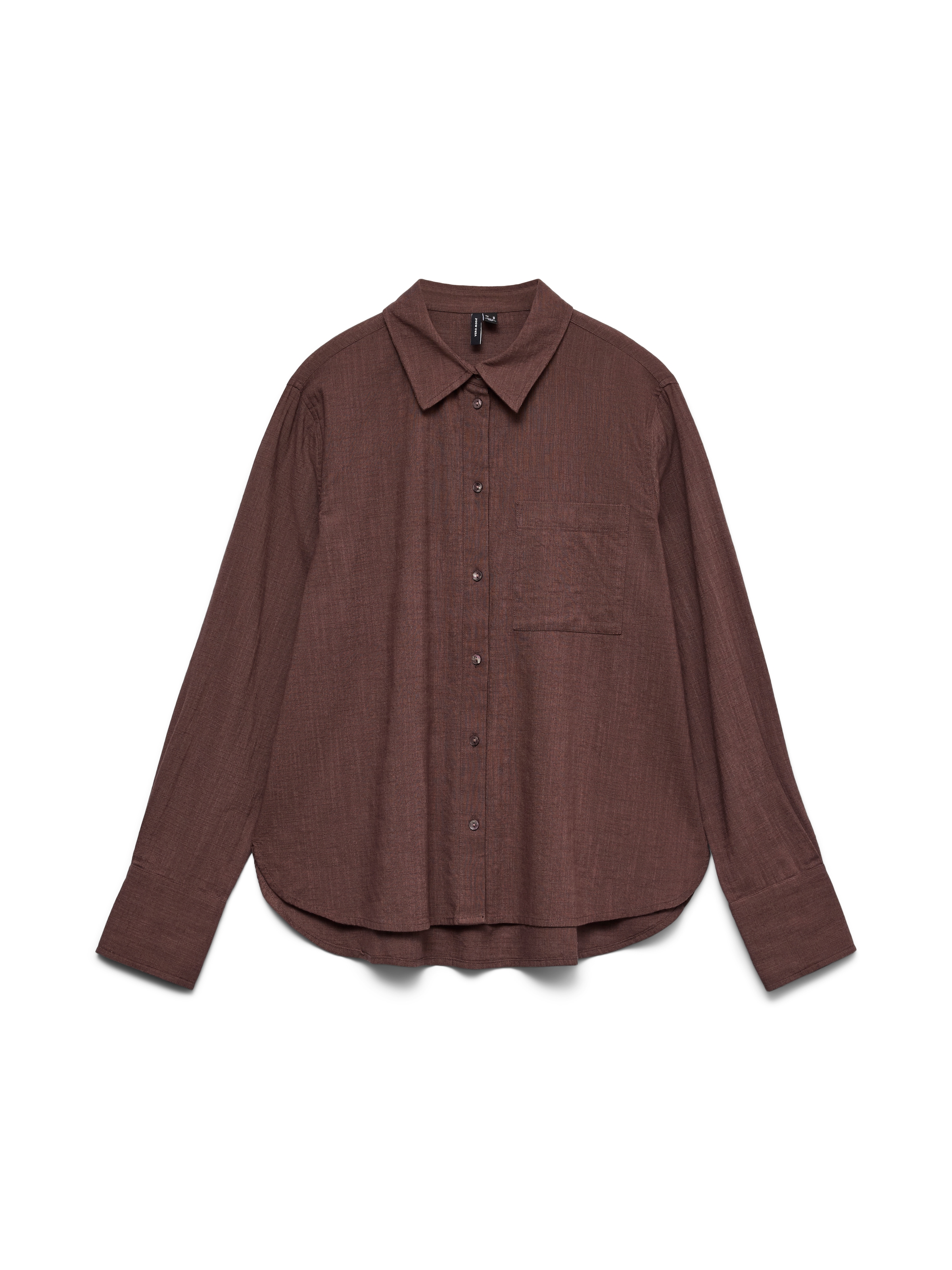 Vero Moda Langarmbluse »VMCAIA LS SHIRT WVN NOOS« Baumwollmischung, regular fit, mit Leinen