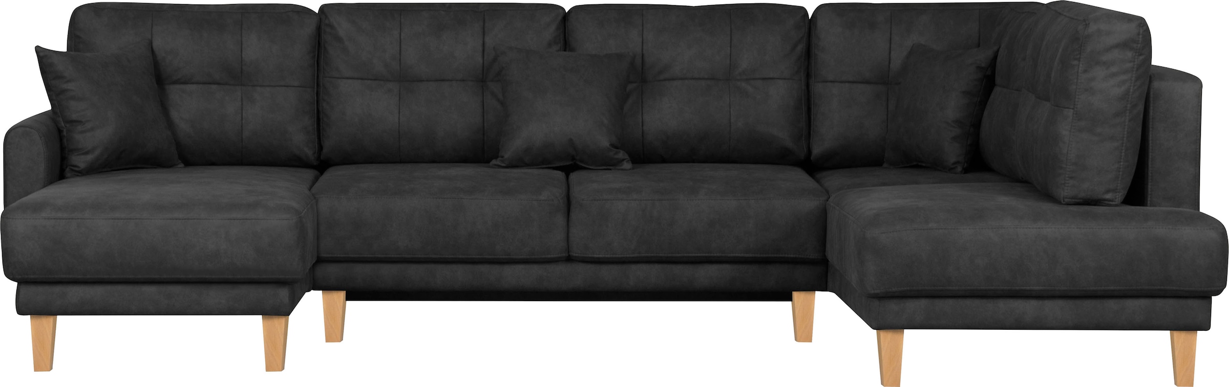 Home affaire Wohnlandschaft »TRIPLO U-Form wahlweise mit Schlaffunktion, B/T/H: 310/192/90 cm«, Schlafsofa, auch mit Bettkasten, Steppung im Rückenkissen