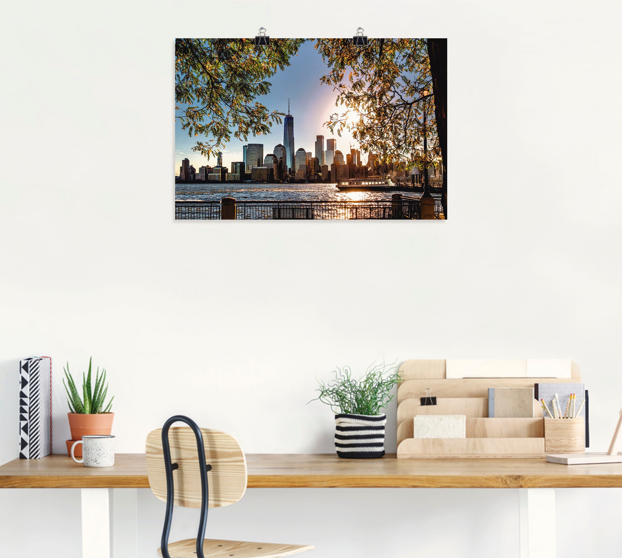 Artland Wandbild »Sonnenaufgang über New York«, Amerika, (1 St.), als Alubild, Outdoorbild, Leinwandbild, Poster, Wandaufkleber