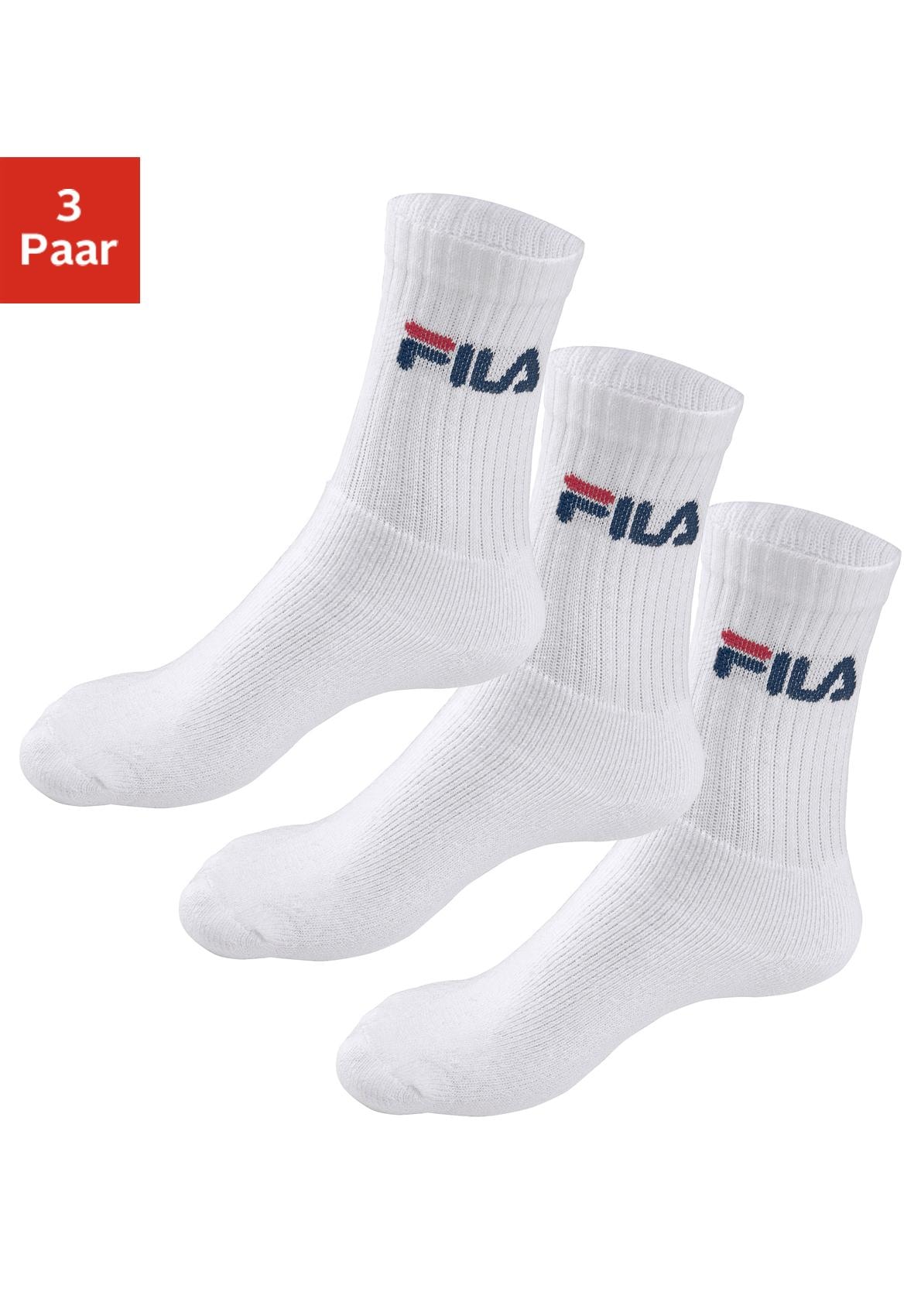 Fila Tennissocken, (3er Pack), mit verstärkten Belastungszonen