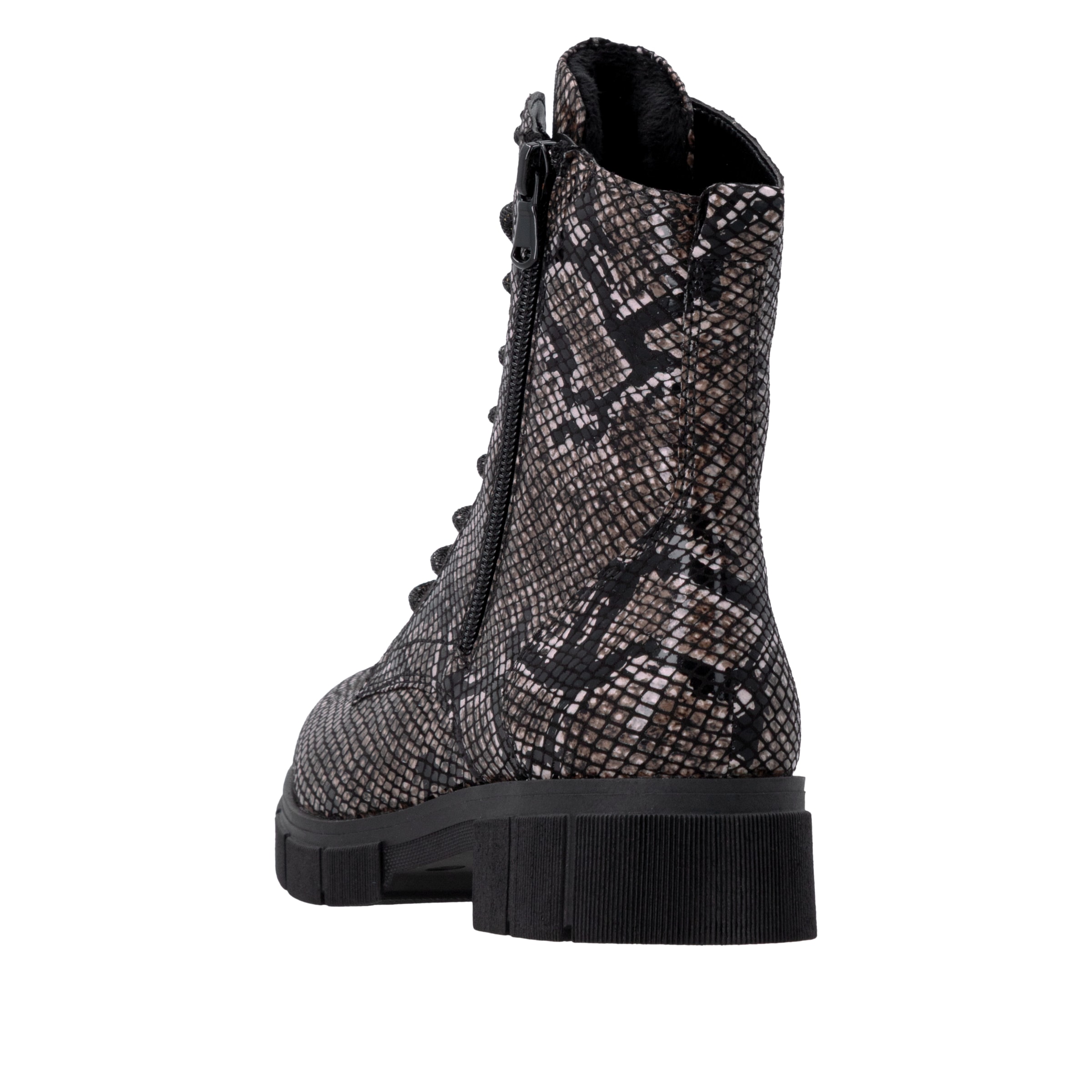 Remonte Schnürstiefelette  Blockabsatz, Schnürboots im modischem Reptilien-Look