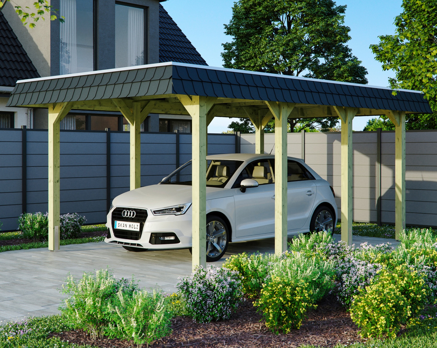 Skanholz Einzelcarport "Spreewald" Massivholz 285 cm grün
