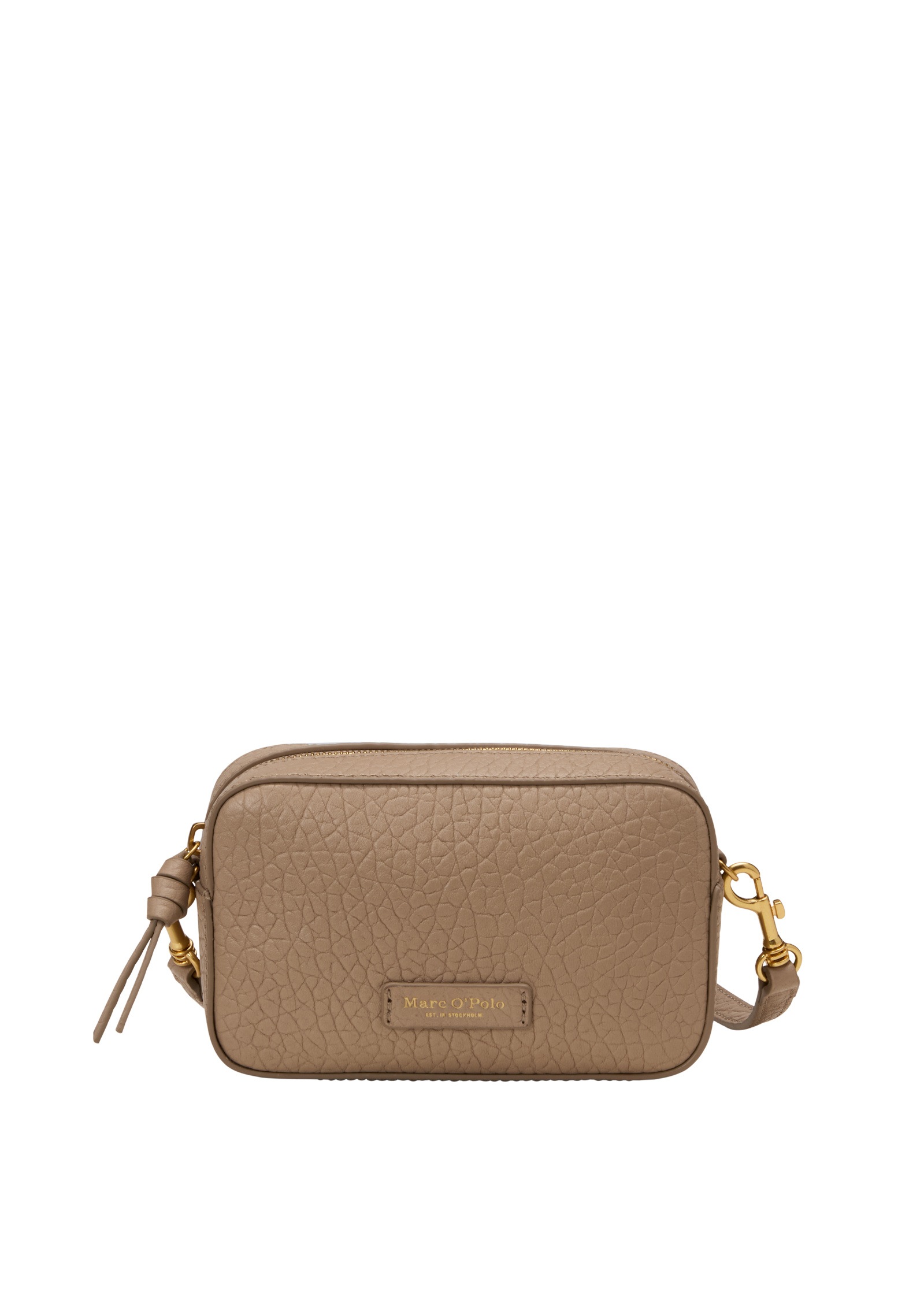 Umhängetasche MARC O'POLO "aus strukturiertem Schafleder", Damen, Gr. B/H/T: 18cm x 11cm x 5cm, earthy taupe, Obermaterial: 100% Leder (Schaf), Taschen Umhängetasche 4