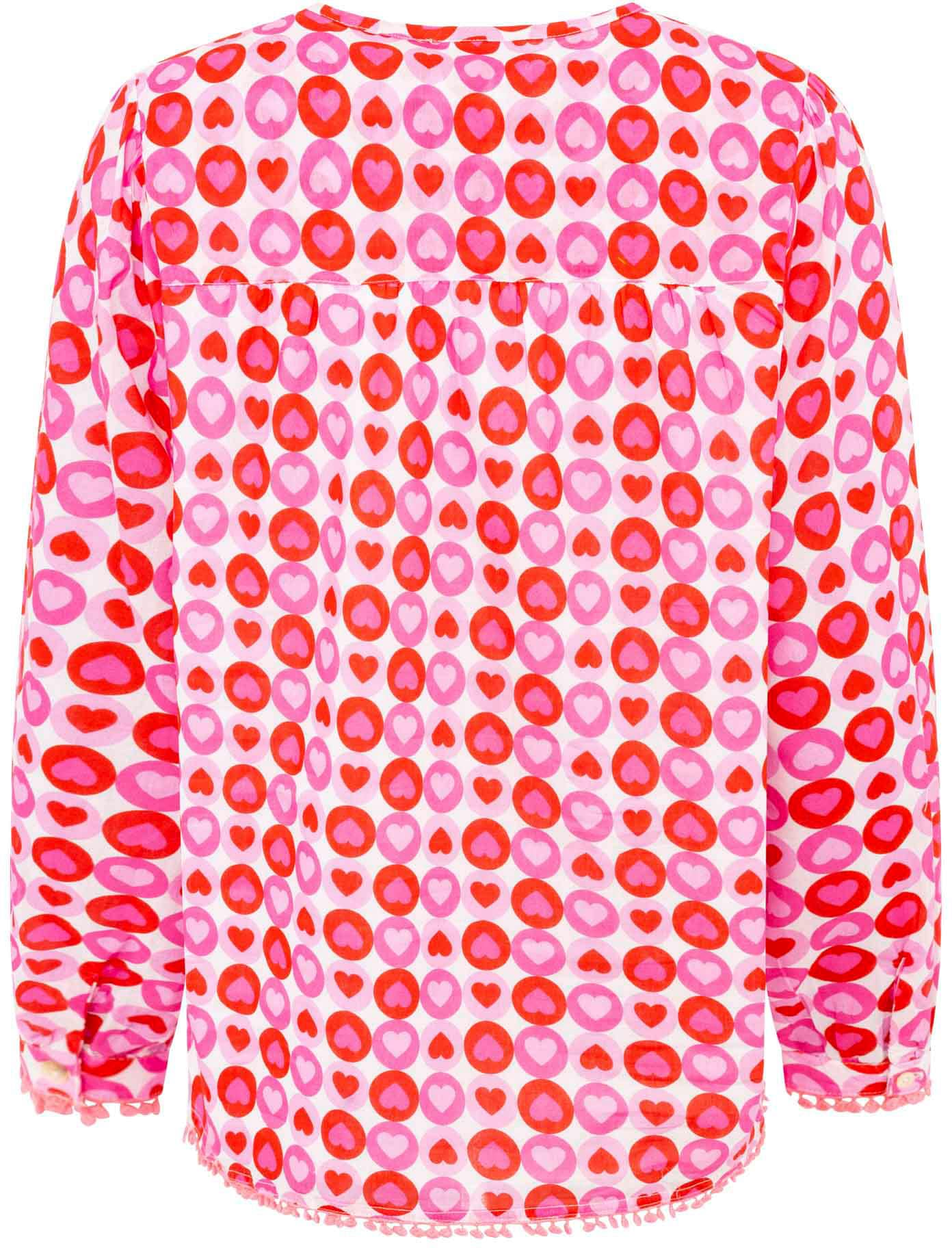 Zwillingsherz Shirtbluse »"Schmetterling"« Blumenmuster, Tasseln ,Pom Pom Besatz, Langarm