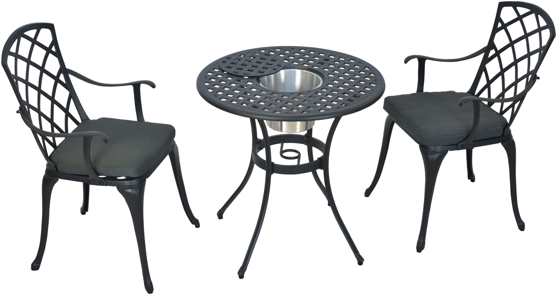 MERXX Garten-Essgruppe »»Rhodos««, (Set, 5 tlg., Aluminiumguss, Inkl. Auflagen), Tisch: Øx H: 70x70 cm