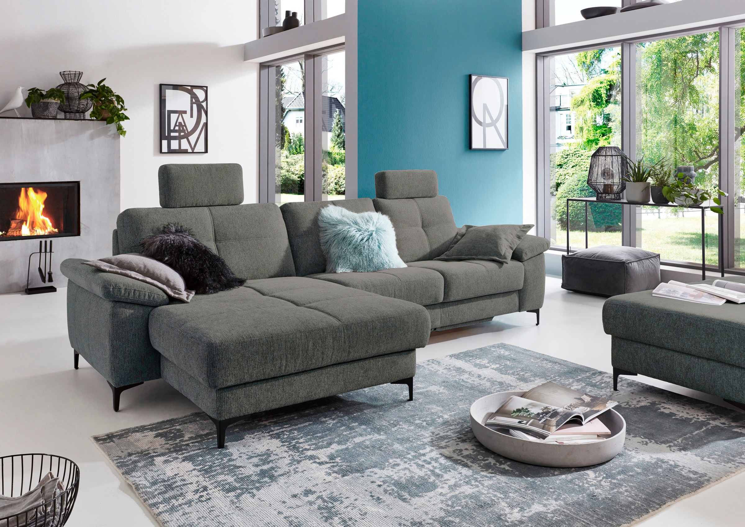 3C Carina Ecksofa »Burnaby bequem und modern, OTTOs Choice, L-Form«, 2 Kopfstützen, optional mit Schlaf- und motorischer Relaxfunktion