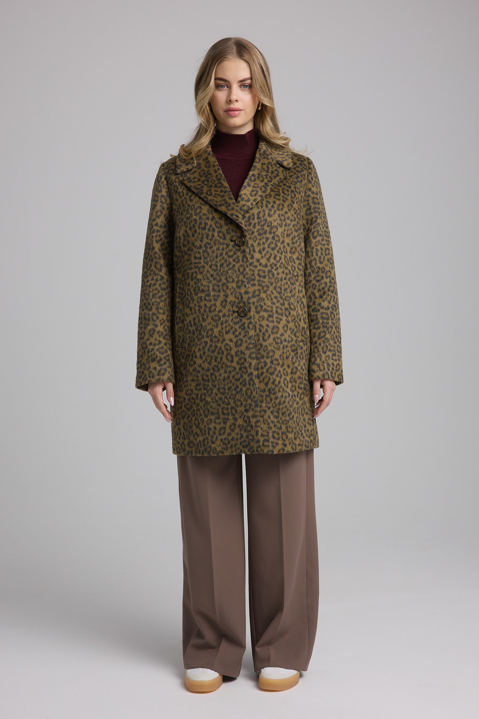 MANISA Fellimitatmantel, mit Animal-Print und Reverskragen