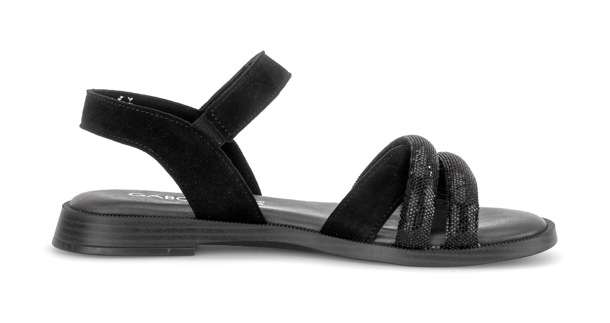 Gabor Riemchensandale  Blockabsatz, Sandalette, Sommerschuh mit glänzenden Schmucksteinen