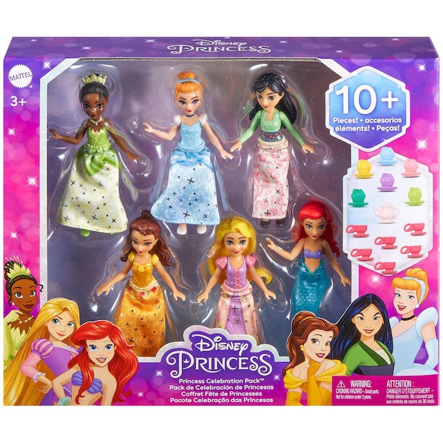 Mattel® Minipuppe »Disney Princess, 6 kleine Puppen mit Accessoires«, (Set,  6 tlg.) | BAUR