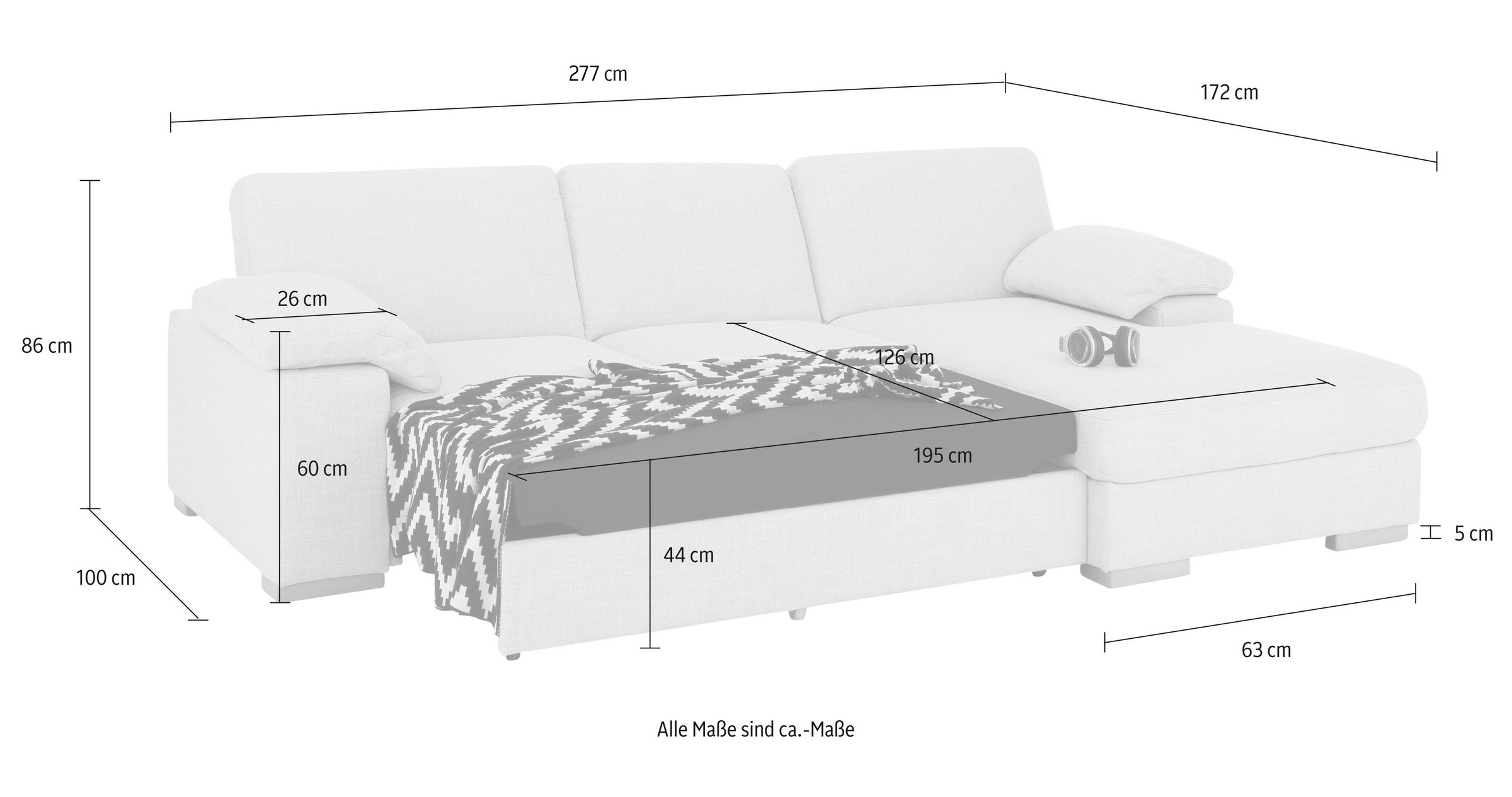 Home affaire Ecksofa »Ventura«, wahlweise mit Bettfunktion und  Bettfunktion/Bettkasten kaufen | BAUR