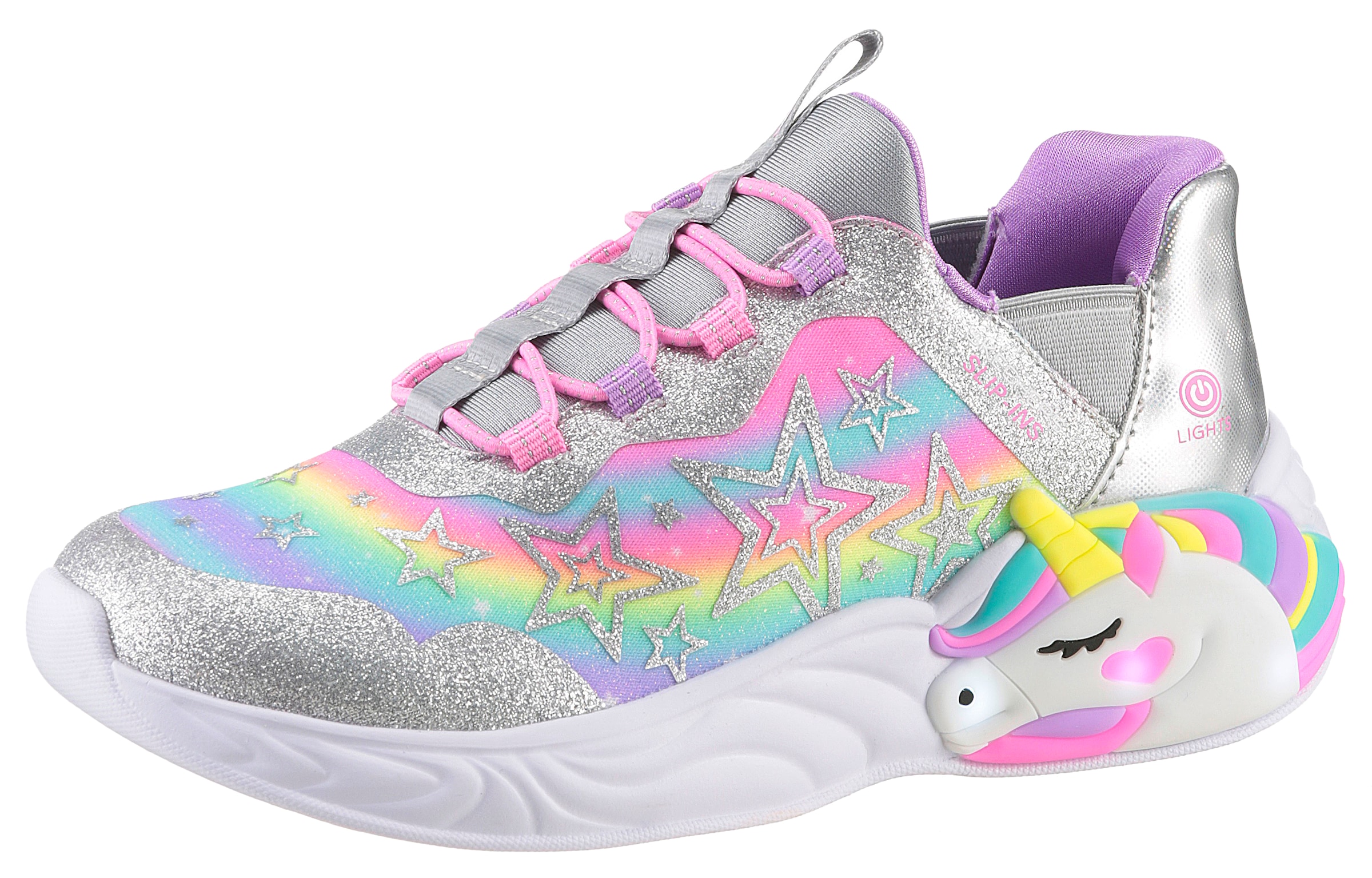 Skechers Slip-On Sneaker »UNICORN DREAMS LIGHTS«, Glitzer,-Blinkschuh zum Schlupfen,...