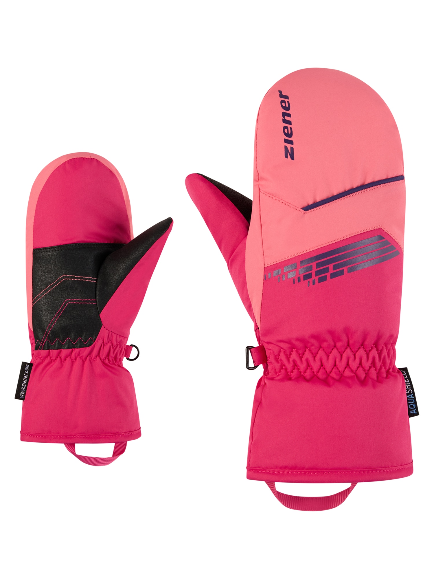 Fäustlinge ZIENER "LAVIVO-Z AS MITTEN glove", Mädchen, Gr. 4, rosa (pop pink), Obermaterial: 100% Polyester; Innenseite: 100% Polyester; Futter: 100% Polyester; Wattierung: 100% Polyester, Handschuhe Fäustlinge