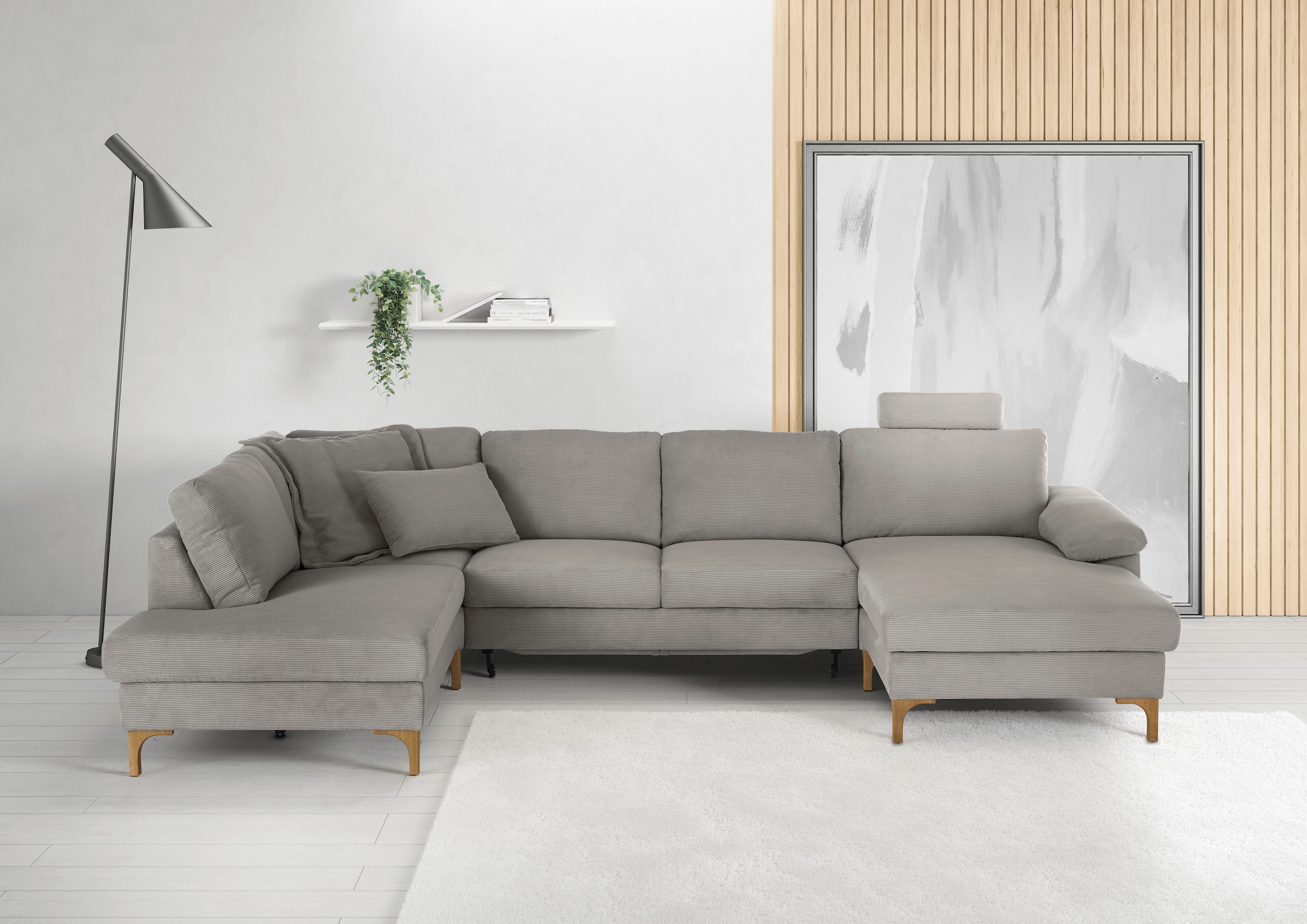 3C Candy Wohnlandschaft "Lecce, wahlweise PUR-Schaumstoff oder Tonnentaschenfederkern U-Form" Bettkasten in Umbauecke und Longchair, sowie Querschläfer im 2-Sitzer