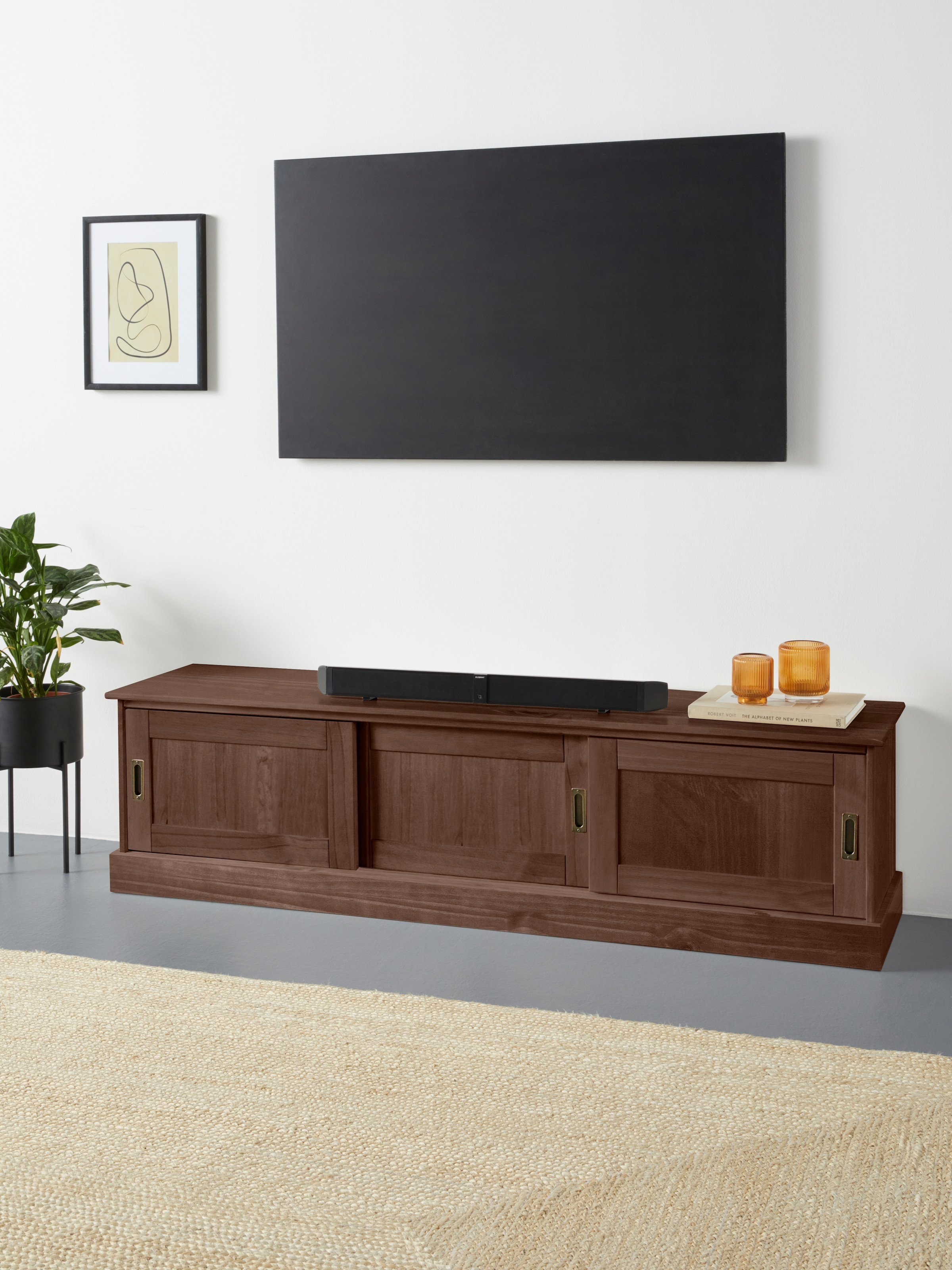 OTTO home Lowboard "Schröder" Kommode mit 3 Schiebetüren, aus massivem Kief günstig online kaufen