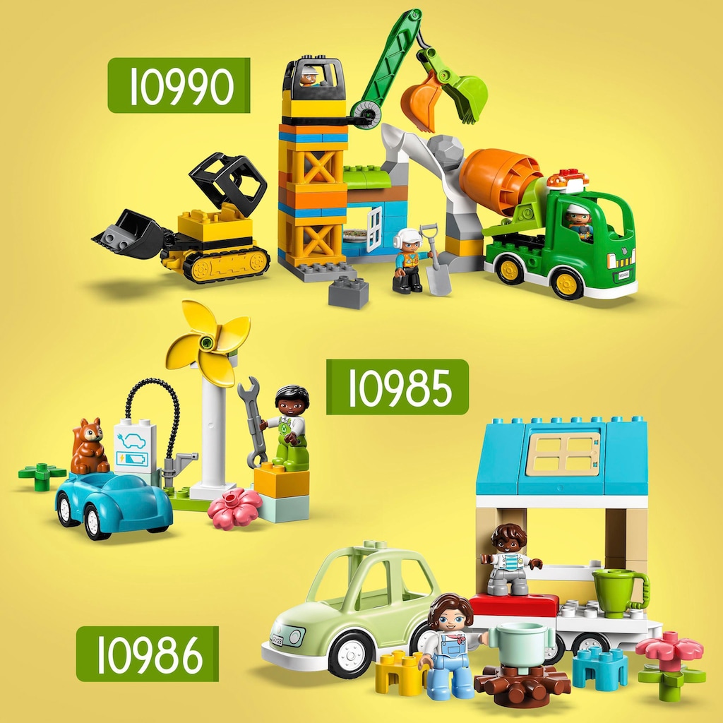 LEGO® Konstruktionsspielsteine »Baustelle mit Baufahrzeugen (10990), LEGO® DUPLO Town«, (61 St.)