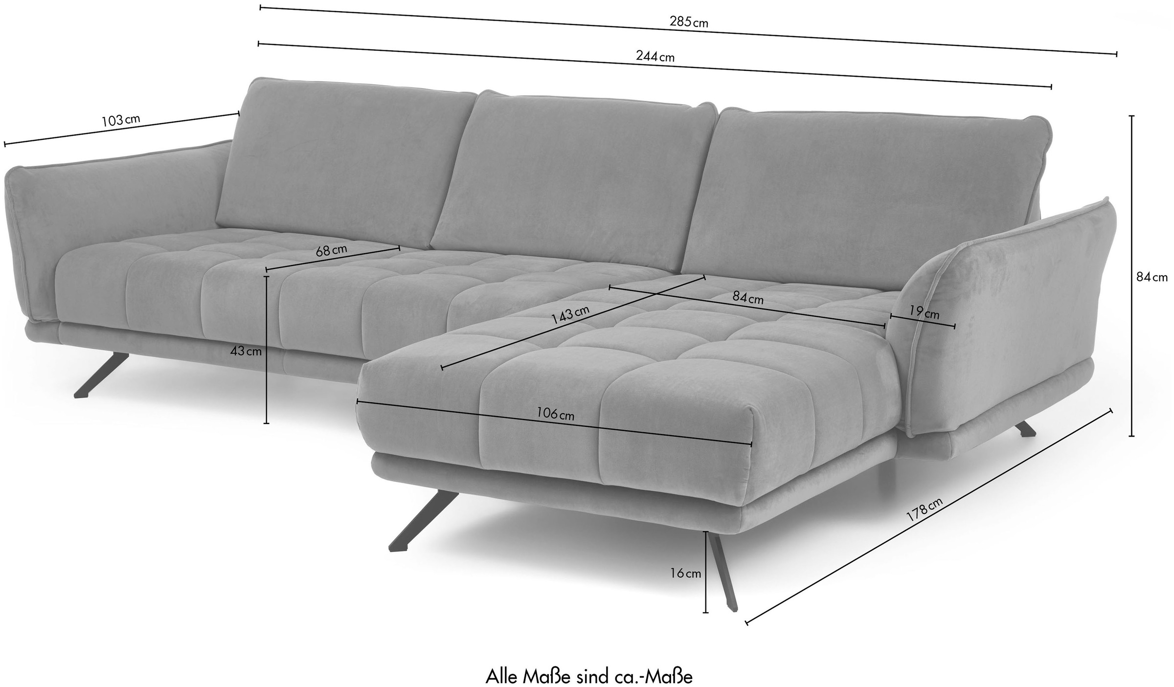 Die PlanBar Ecksofa »MP-IN20041 L-Form« optional Sitztiefenverstellung und Kopfstützen