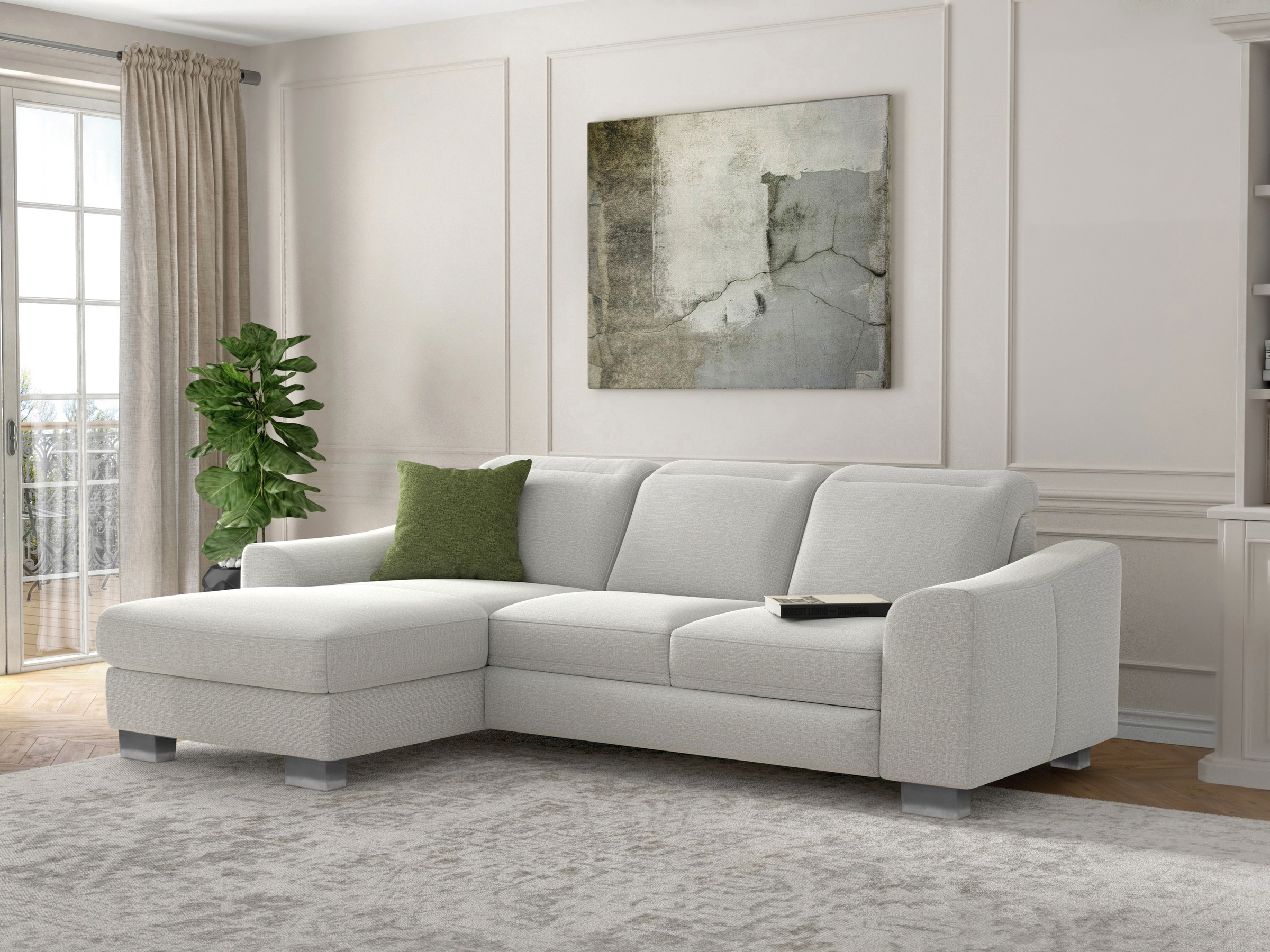 sit&more Ecksofa »Dundee L-Form«, mit Federkern und Edelstahlfüßen, wahlweise mit Kopfteilverstellung