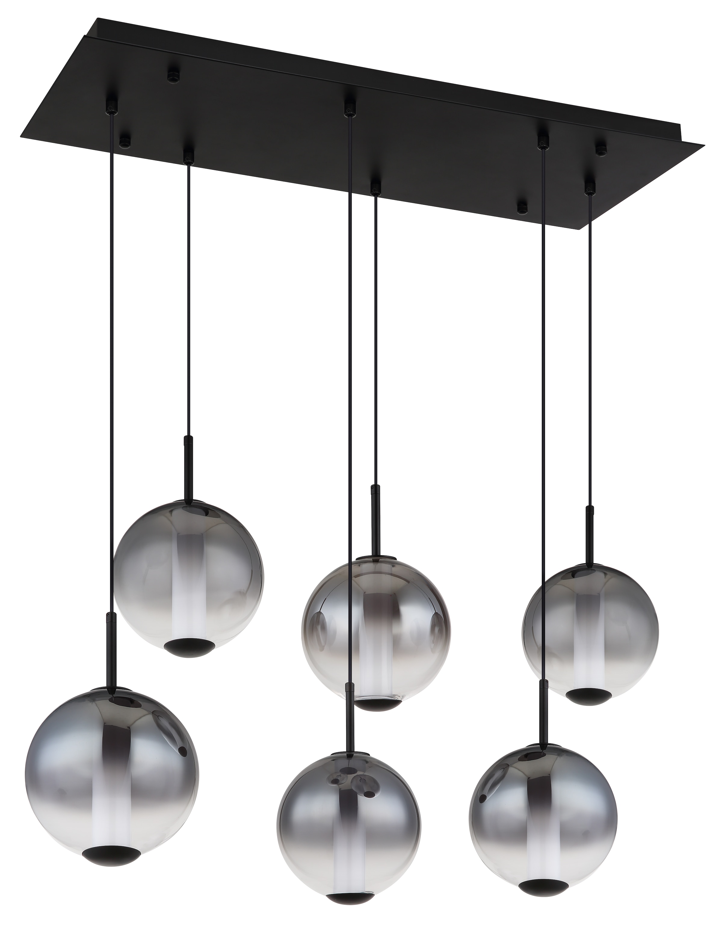 GLOBO LIGHTING Hängeleuchte »LACY« LED-Modul 1 Stk. Warmweiß Hängeleuchte Schwarz, Glaskugeln Rauch/Opal, LED 78W