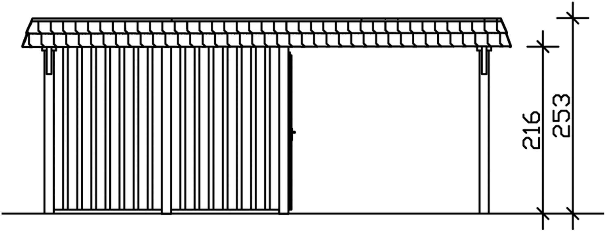 Skanholz Doppelcarport »Wendland«, Leimholz-Fichte, 550 cm, Nussbaum, mit Abstellraum mit Aluminiumdach, rote Blende