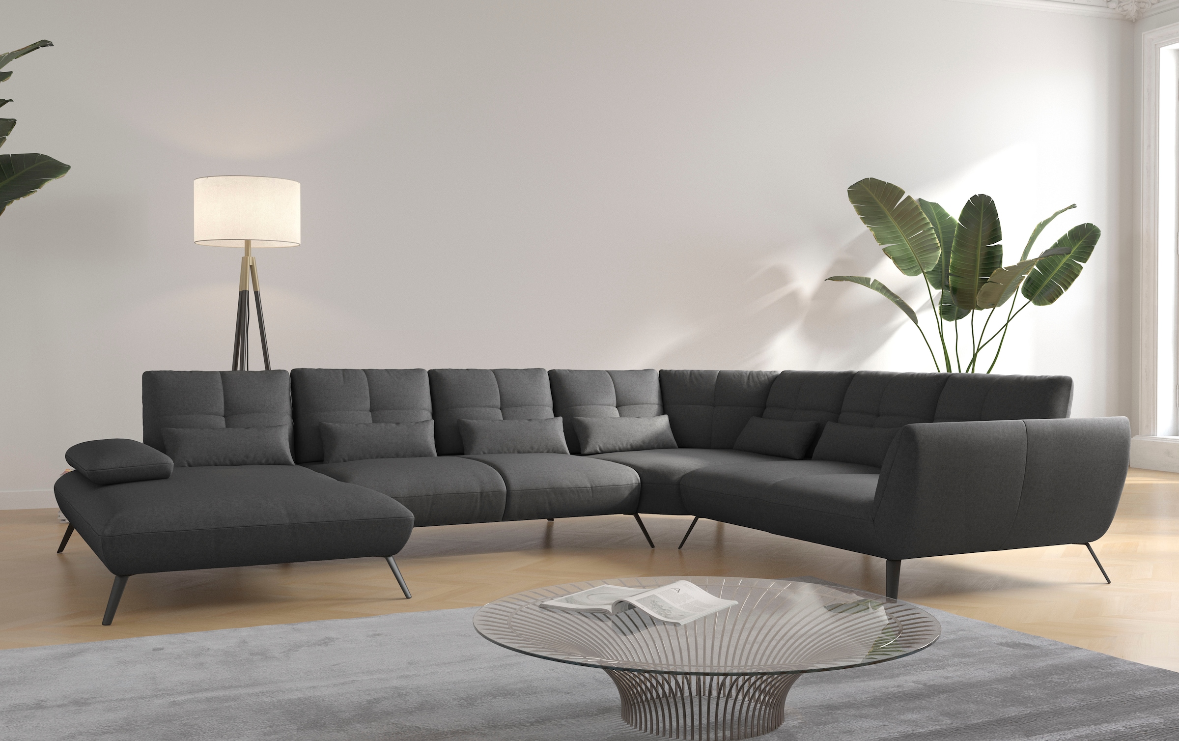 OTTO home Wohnlandschaft "Mikado U-Form" inkl. Sitztiefenverstellung und Armteilverstellung