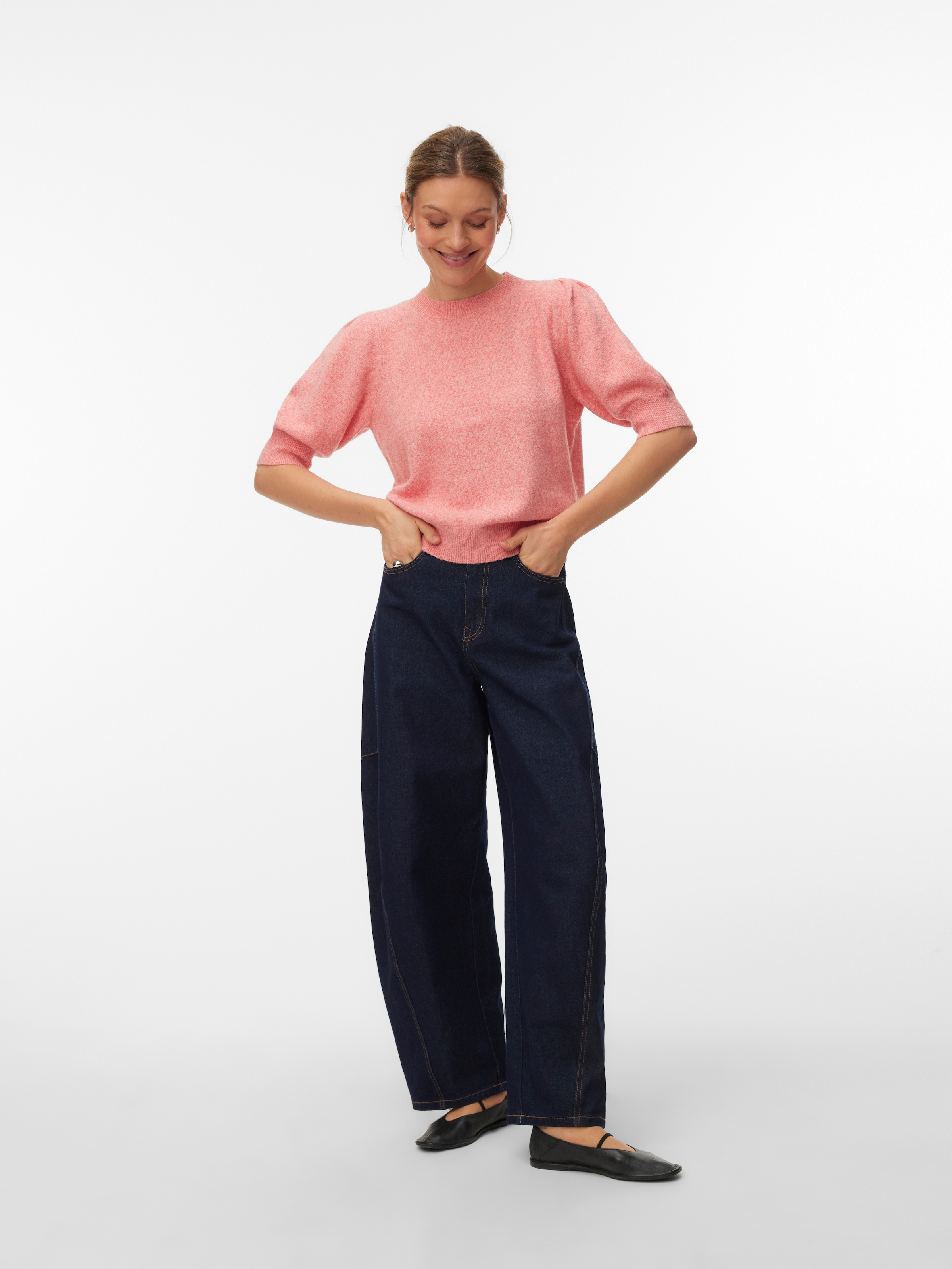 Vero Moda Rundhalspullover »VMDOFFY 2/4 O-NECK PULLOVER GA NOOS« Materialmix, regular fit