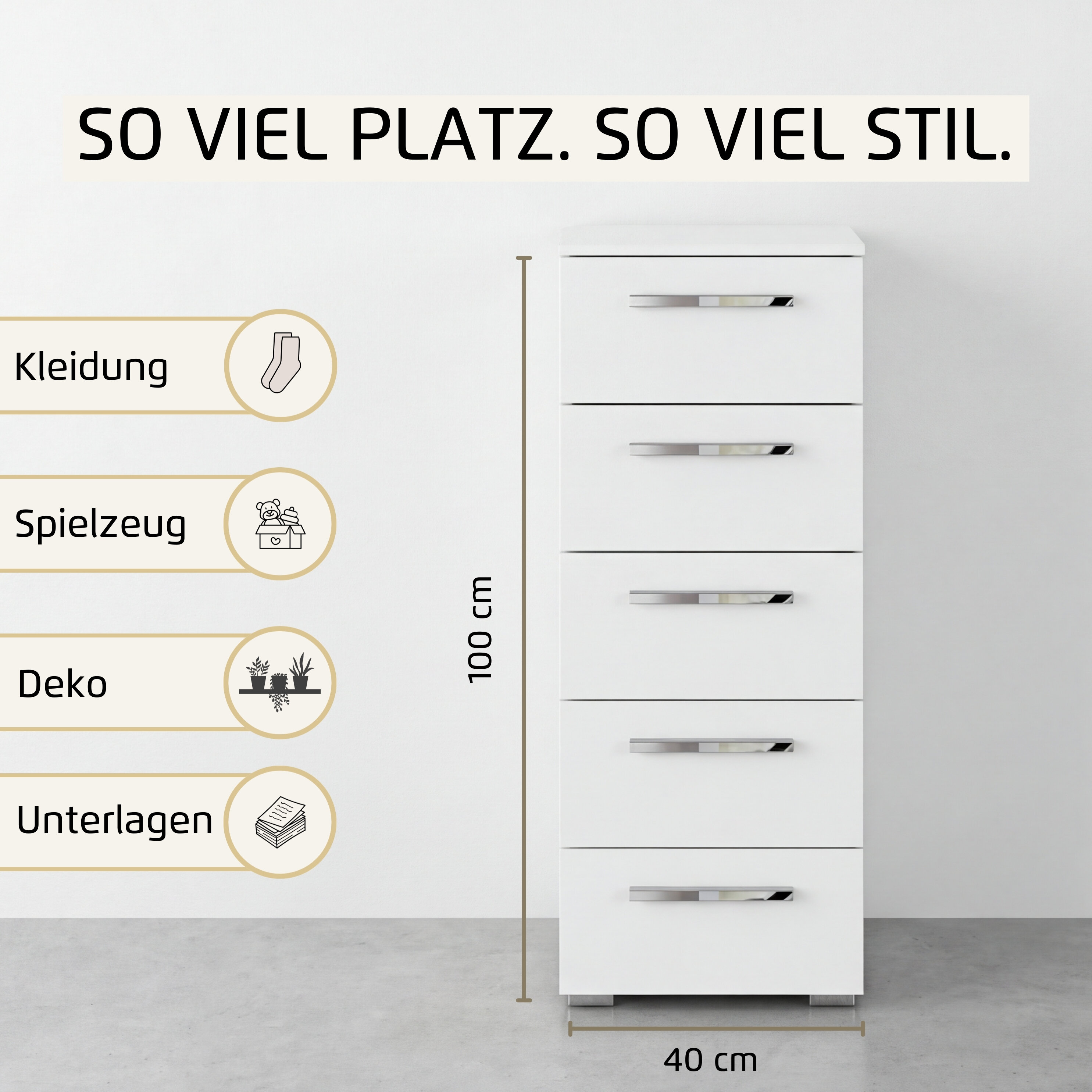 Thumbnail - rauch Schubkastenkommode "Highboard Sideboard Kommode MONTCLAR Frontauswahl Dekor/Hochglanz/Glas" in 2 Breiten: 40 oder ...