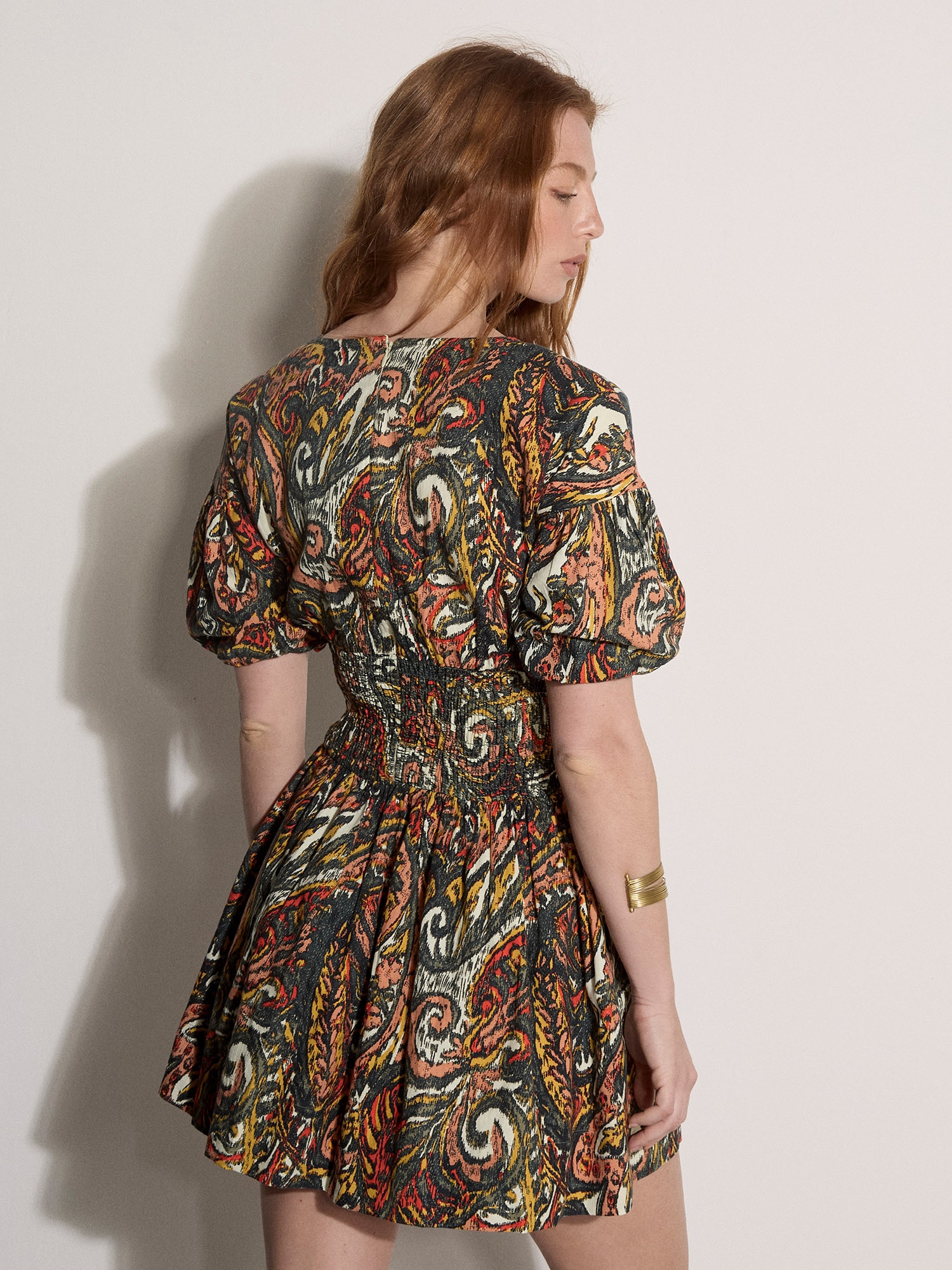 Apricot Druckkleid »Minikleid« mit Puffärmeln