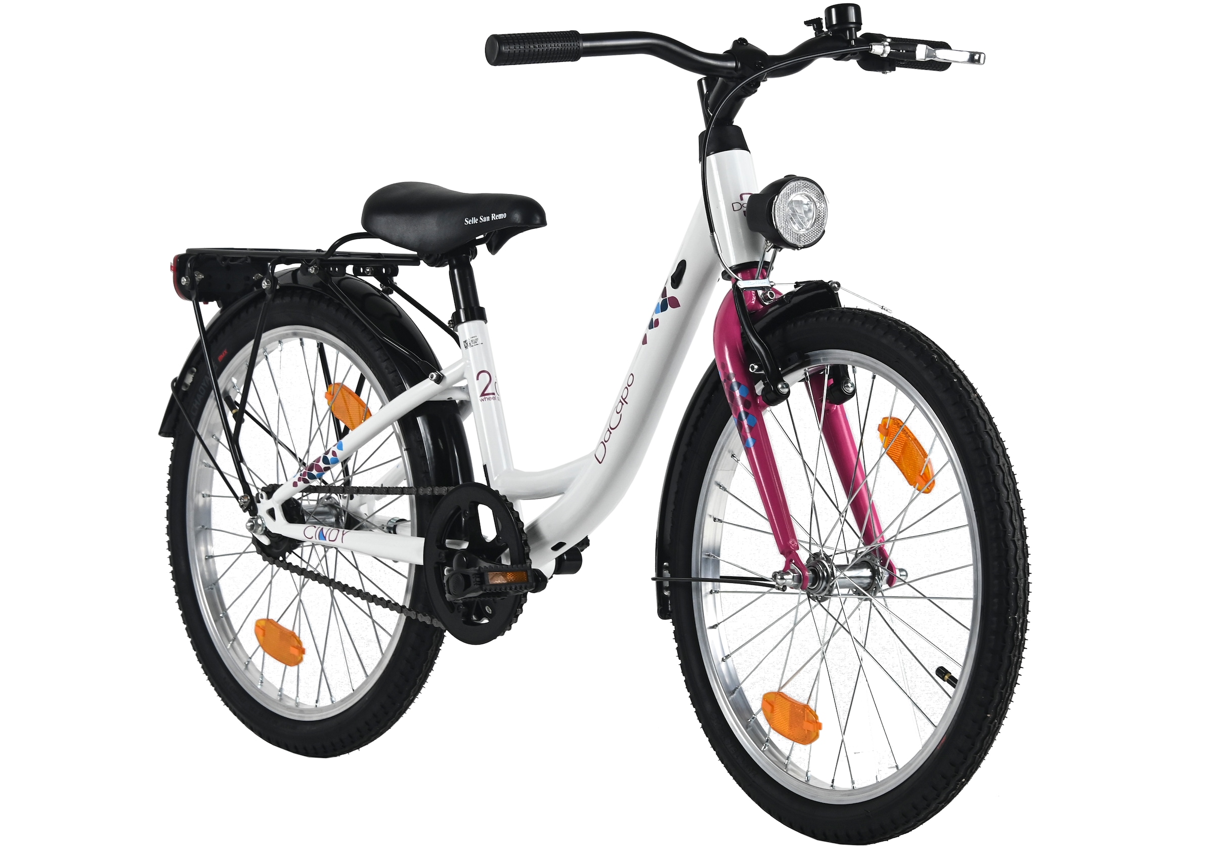 Dacapo Kinderfahrrad »20" Cindy Weiß 1 Gang RH 27 cm mit Beleuchtung - Ab 6 Jahre« 1 Gang ohne Schaltung