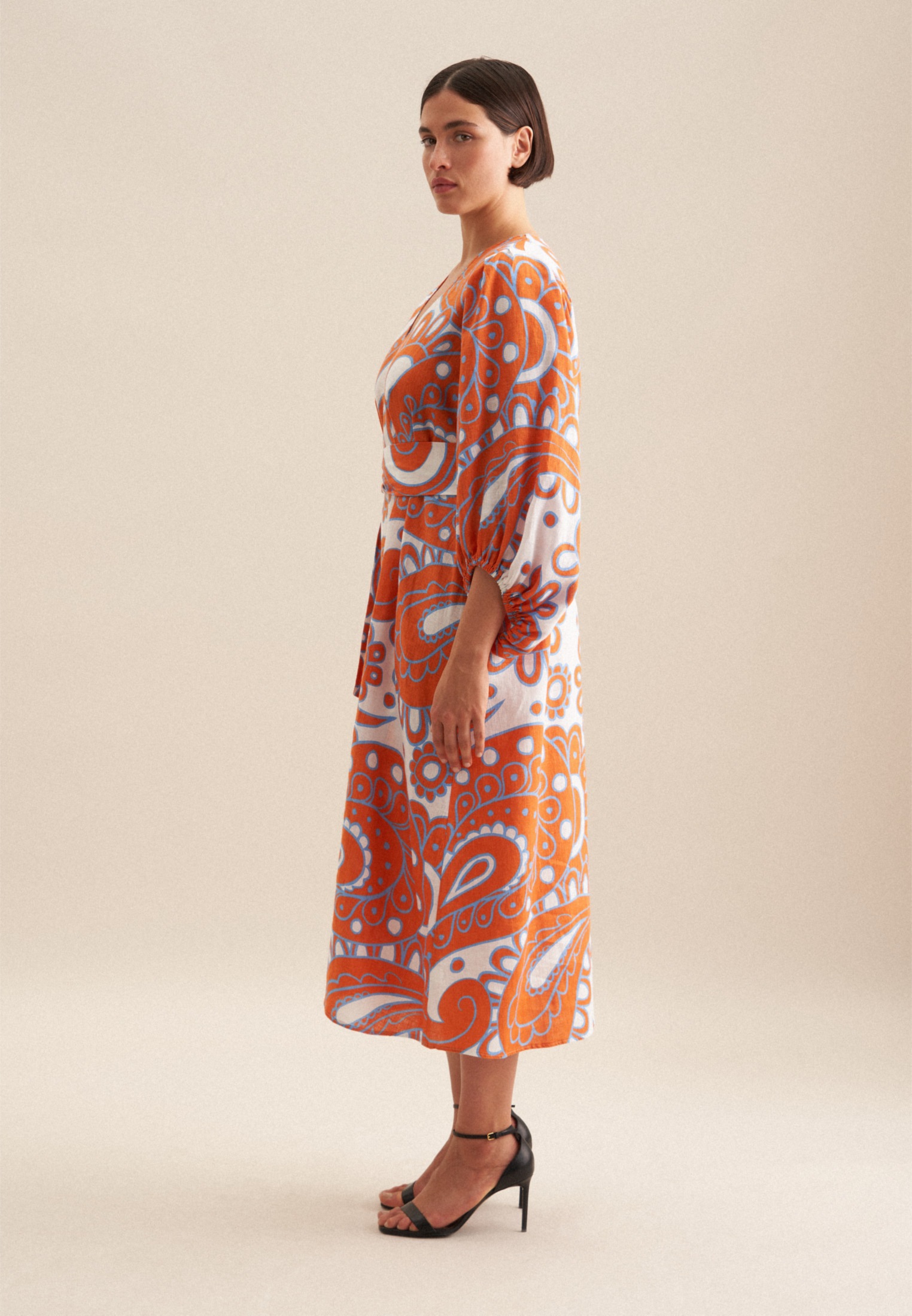 seidensticker Sommerkleid »Schwarze Rose«, 3/4-Arm V-Neck Paisley