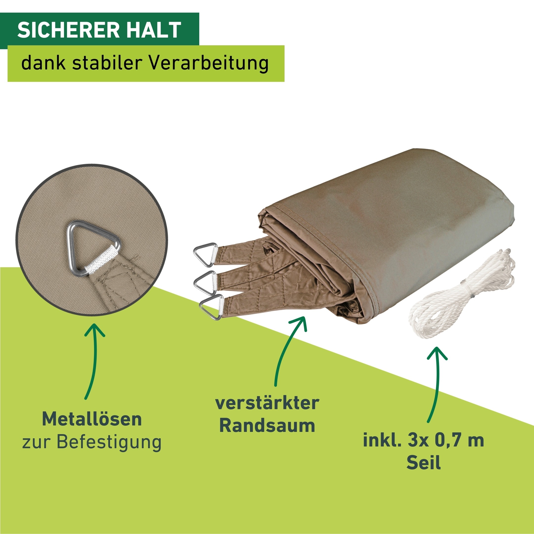 Windhager Sonnensegel »Cannes, Dreiecksegel zur Beschattung von Garten, Terrasse, Balkon« Sonnenschutz 4 x 4 x 4 m, erhältlich in anthrazit, grau oder taupe