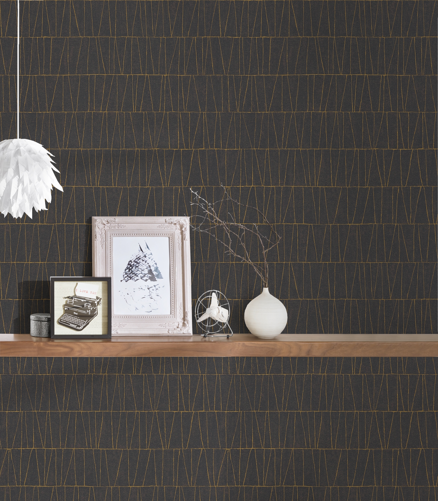 A.S. Création Vliestapete »Jade 2 Grafik-Tapete Mustertapete Metallic-Effekt Dreiecke«, glänzend, Vliestapete geometrisch für Schlafzimmer Küche Wohnzimmer Grafik Flur