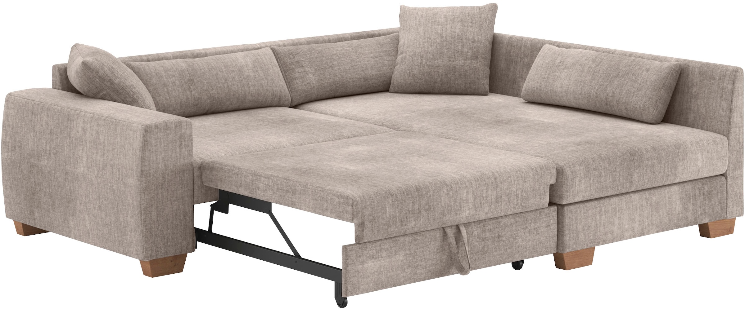 Mr. Couch Ecksofa »Helena L-Form, bis 140 kg belastbar«, mit Taschenfederkern, wahlweise mit Bettfunktion