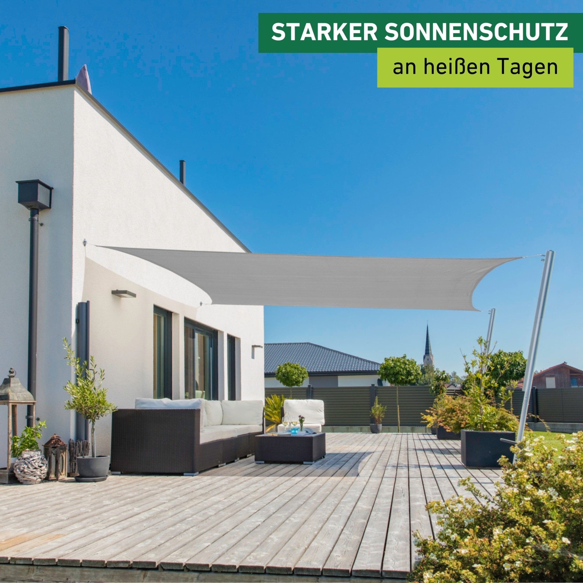 Windhager Sonnensegel »Capri, Rechteckiges Segel zur Beschattung von Garten, Terrasse, Balkon« Sonnenschutz 3 x 4 m, erhältlich in grau, champagner oder reed