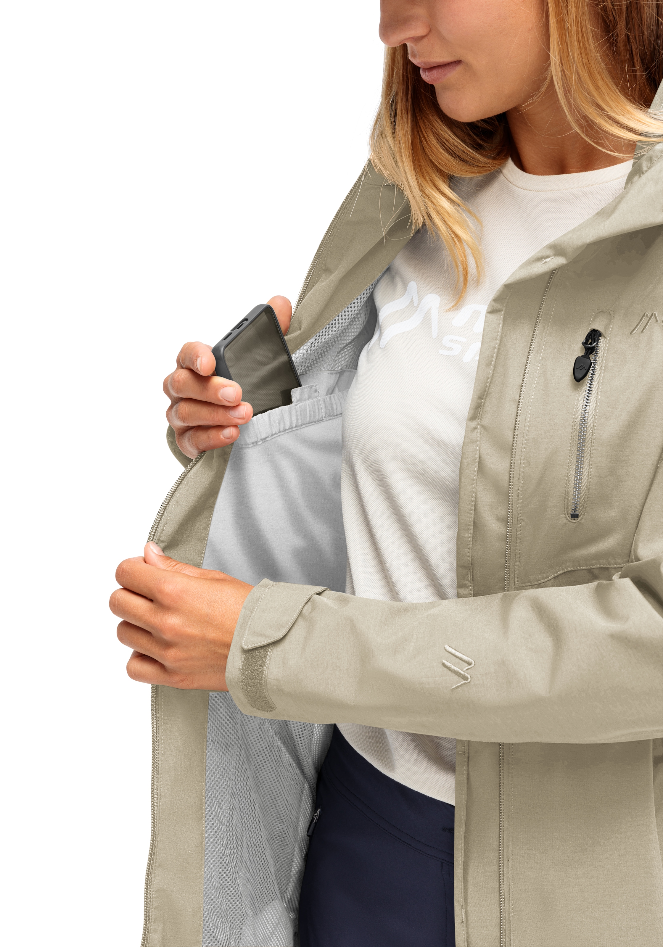 Maier Sports Outdoorjacke »Perdura rec W«, Damen Funktionsmantel, wasserdichter Mantel mit Kapuze, Wanderjacke