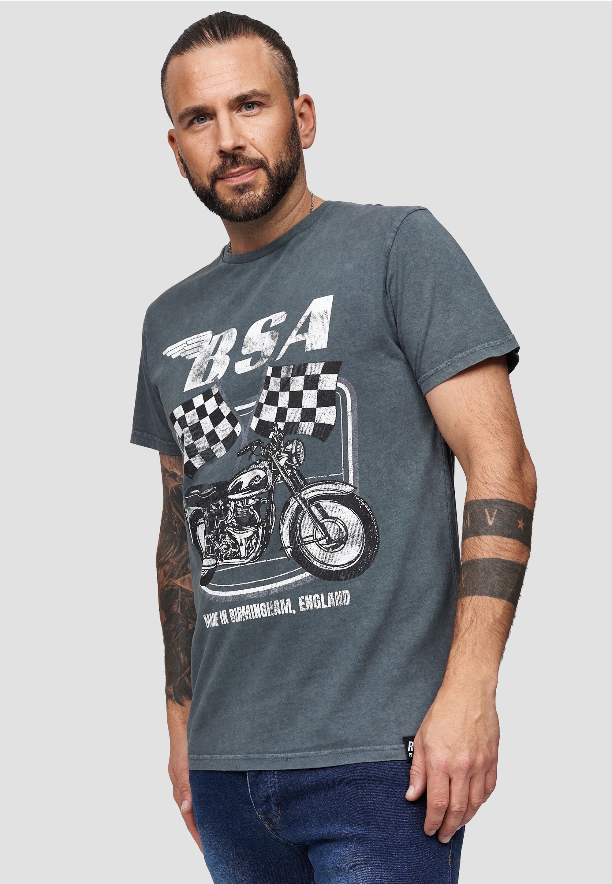 Recovered T-Shirt »BSA British Motor Flag«, (1 tlg.), mit lässigem BSA-Print im Vintage-Stil