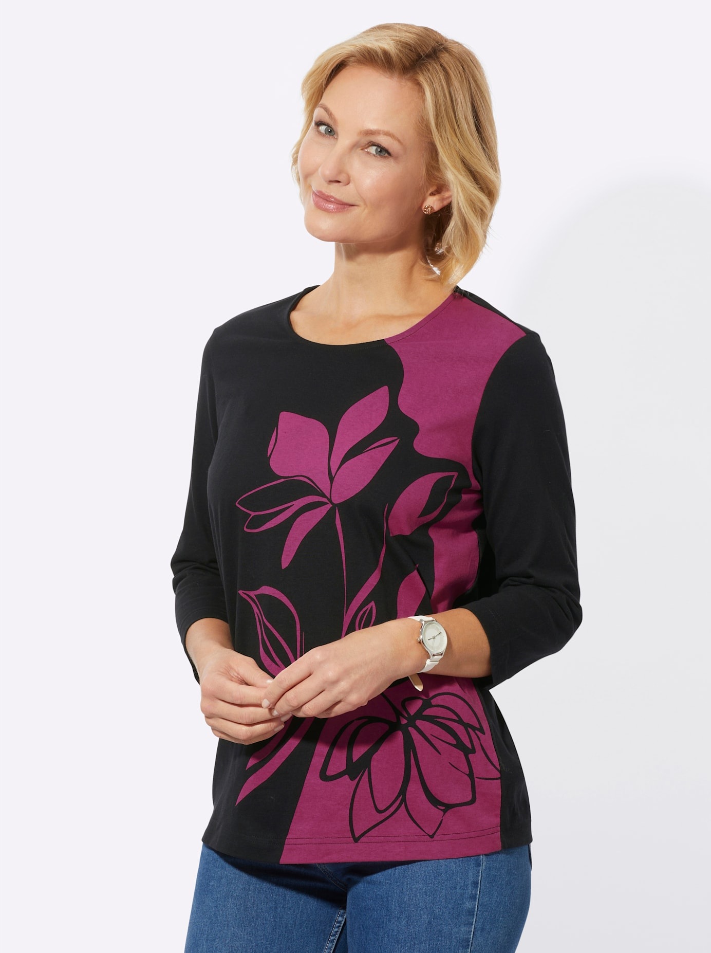 Classic Basics 3/4-Arm-Shirt "Rundhals-Shirt", (1 tlg.) günstig online kaufen