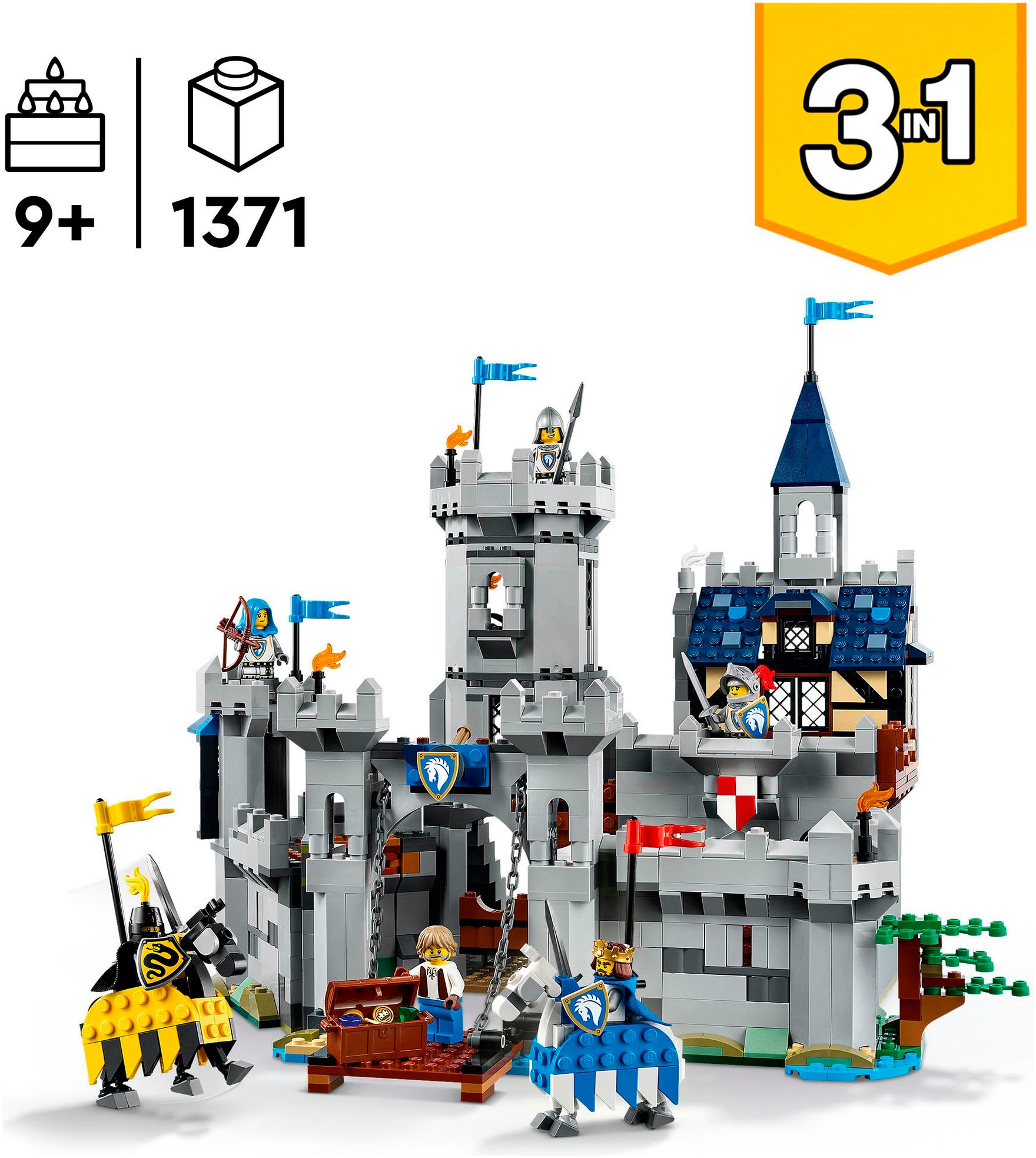 LEGO® Konstruktionsspielsteine »Ritterburg im Mittelalter (31168), LEGO LEGO Creator«, (1371 St.), Made in Europe
