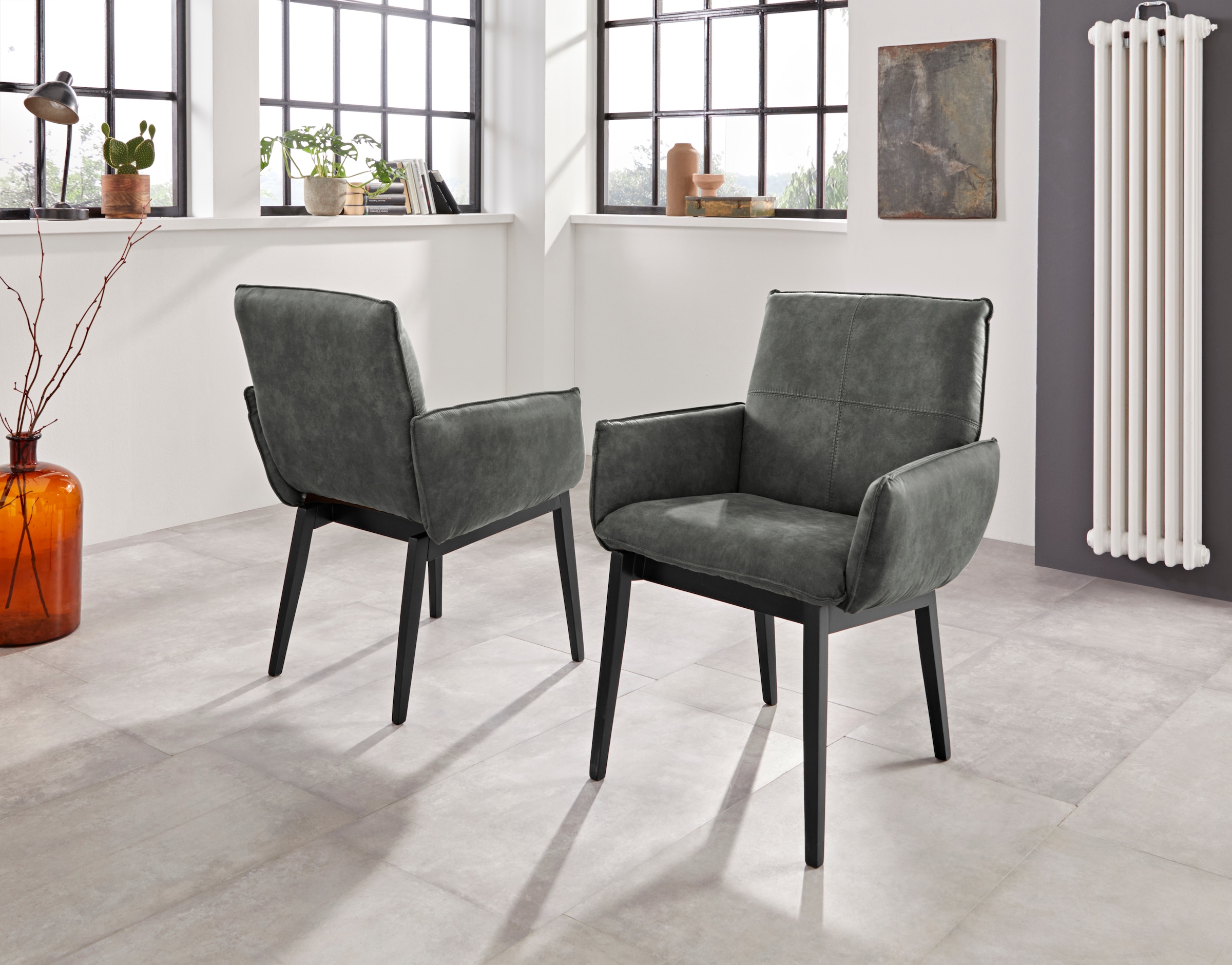 Home affaire Armlehnstuhl "Model 6" (Set) 2 Stk.Bezug in Microfaser oder Le günstig online kaufen