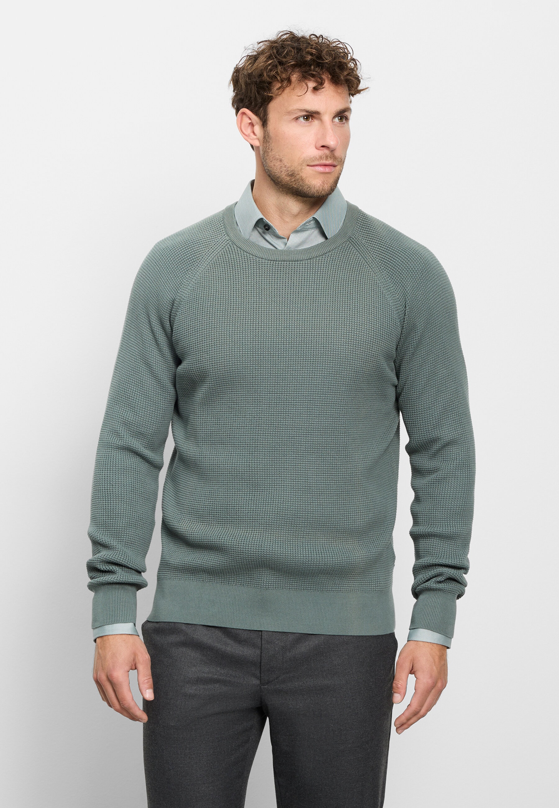 OLYMP Strickpullover "OLYMP Level Five Strick, Pullover Rundhals"
