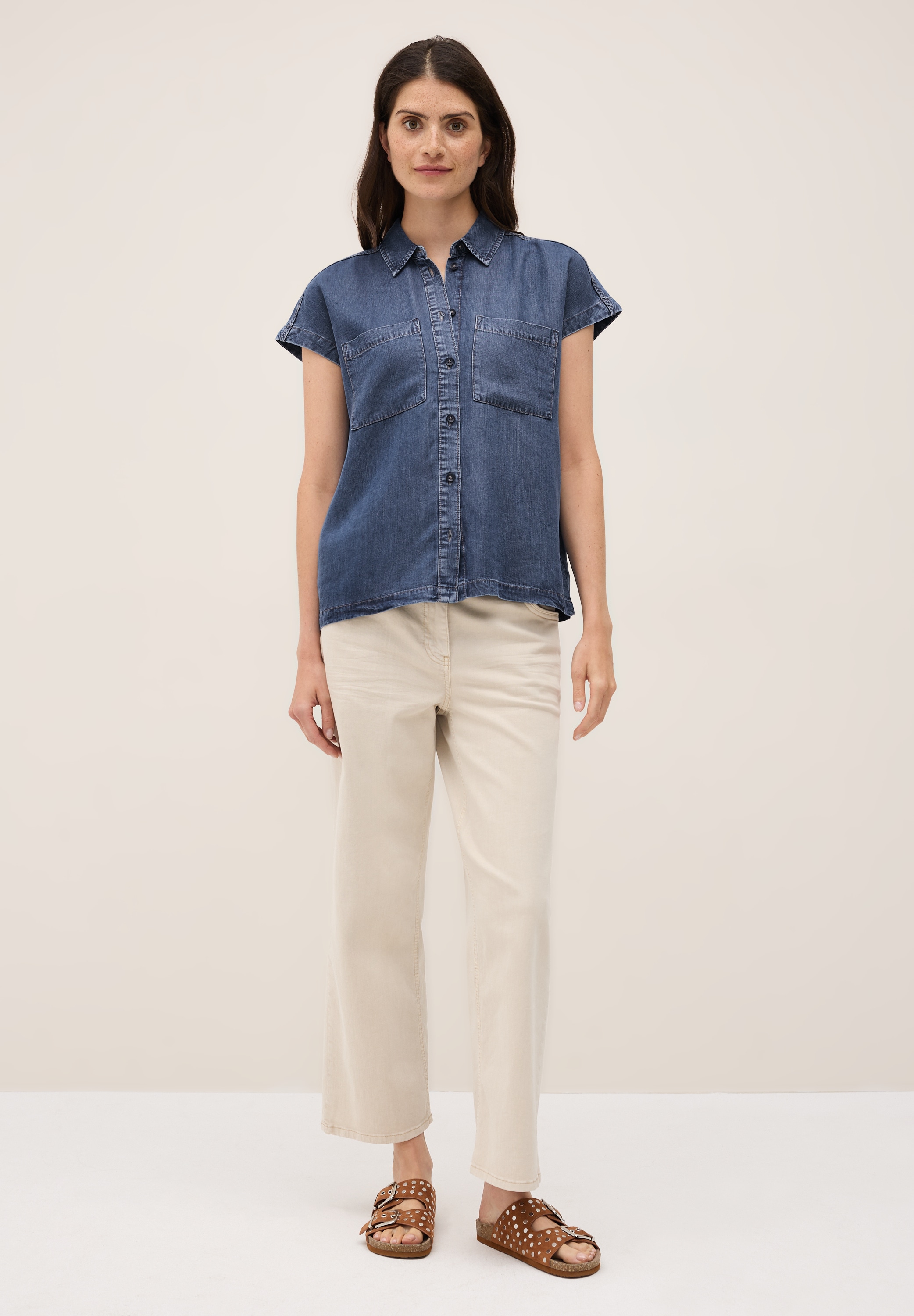 Cecil Jeansbluse, in Denim-Optik