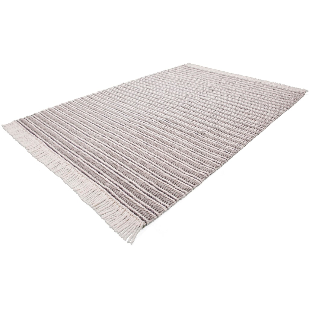 calo-deluxe Teppich »Bature 200«, rechteckig, Wolle mit Viskose und Fransen, Wohnzimmer